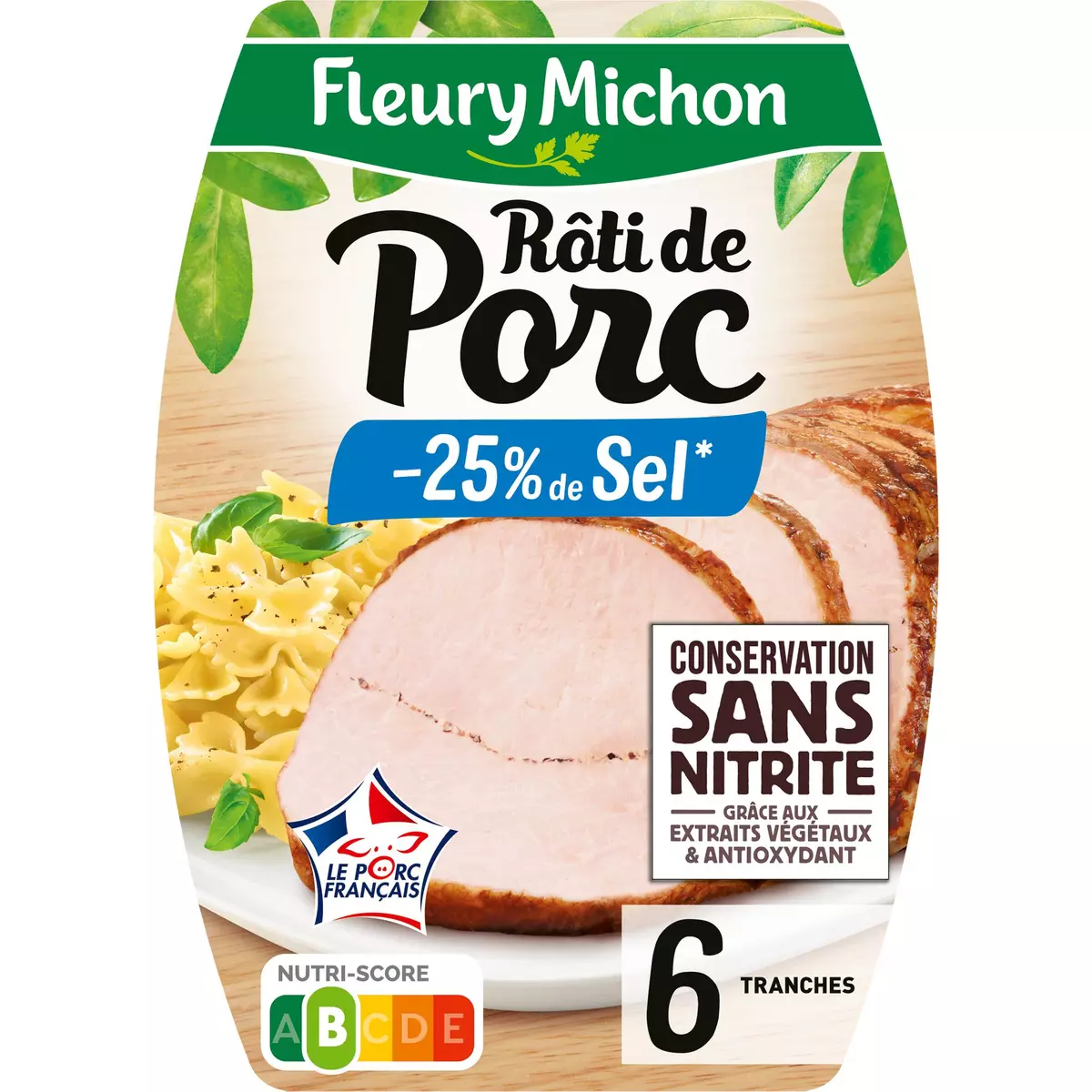 FLEURY MICHON Rôti de porc réduit en sel sans nitrite 6 tranches 210g