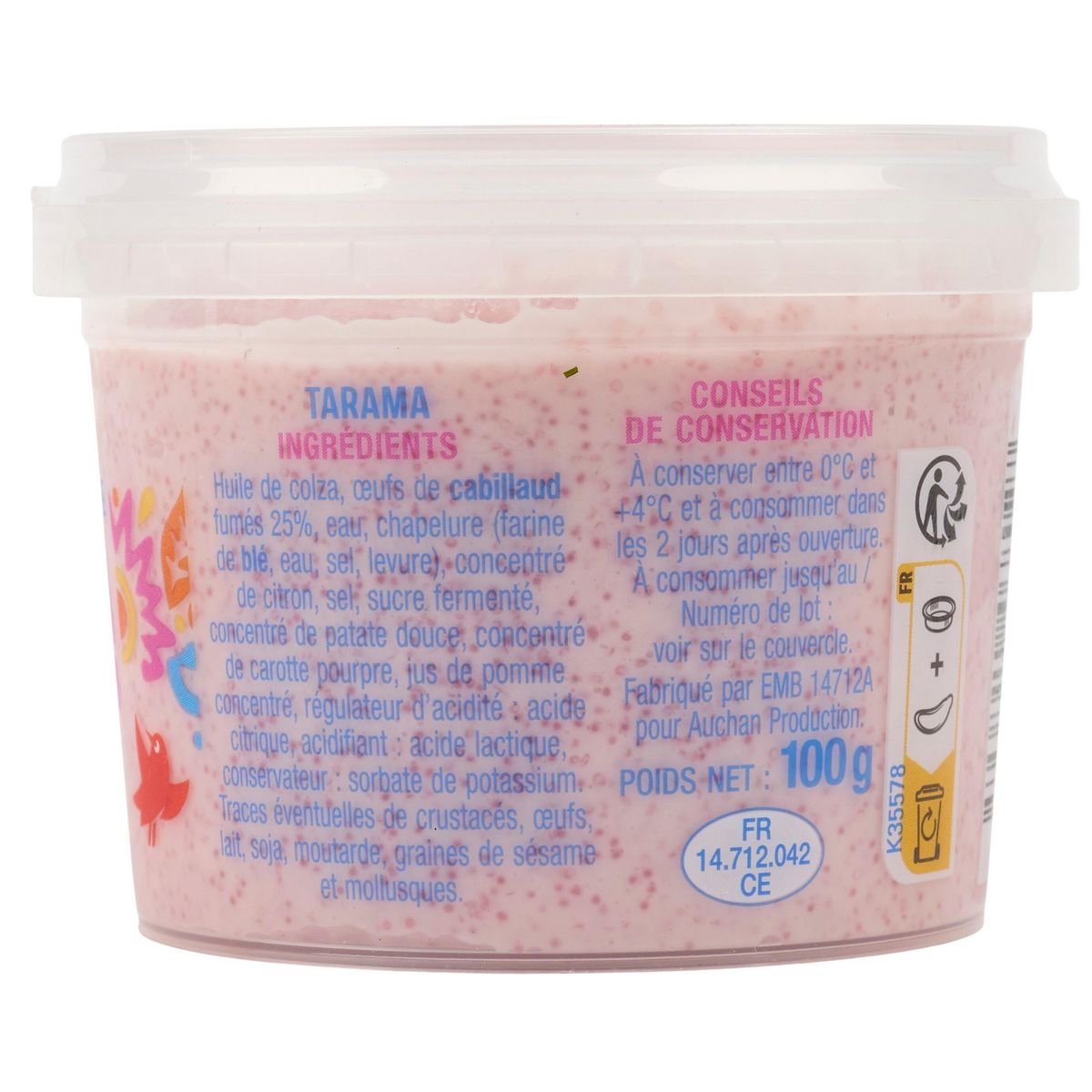 AUCHAN Tartinables Tarama aux œufs de cabillaud 1 pièce 100g