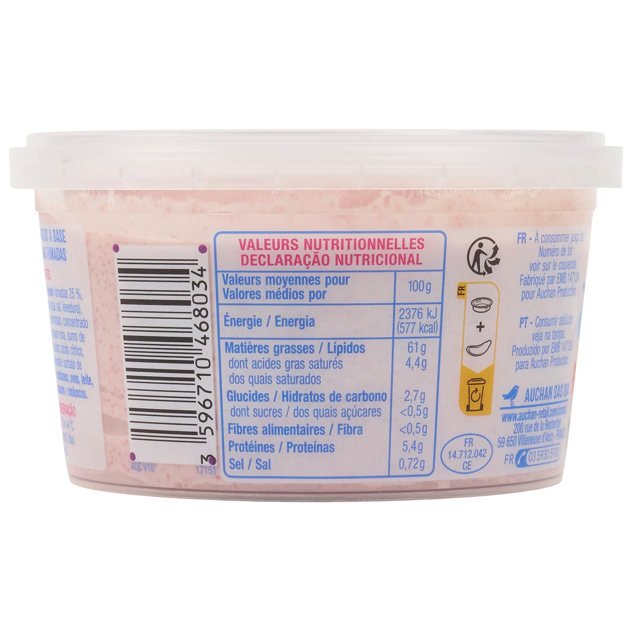 Voir la diapositive 4 : AUCHAN Tartinable tarama aux œufs de cabillaud 200g