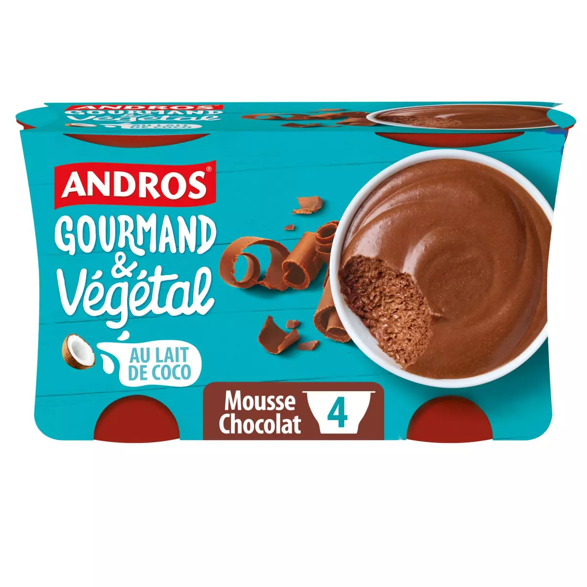 ANDROS Gourmand & Végétal Mousse au lait de coco au chocolat 4x55g