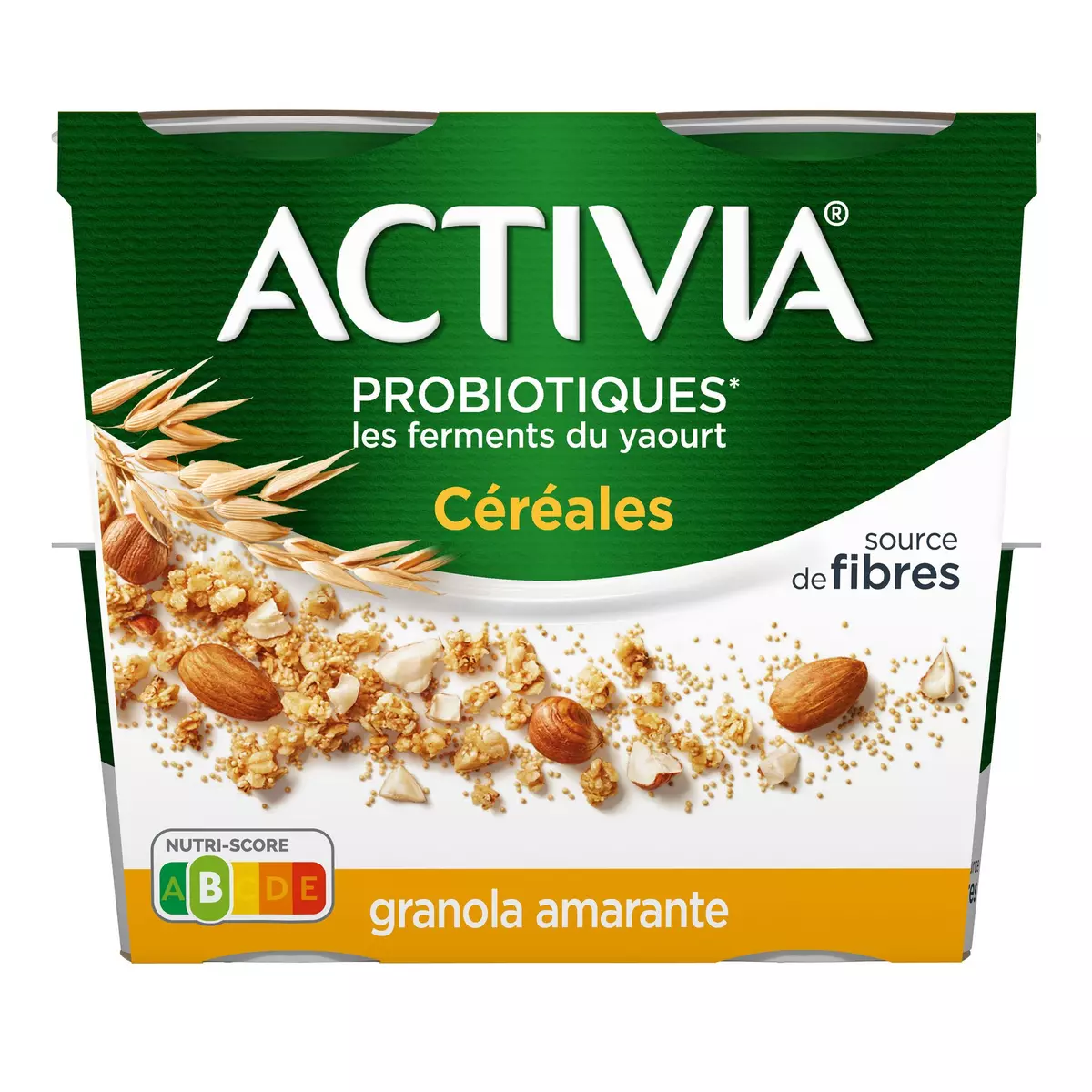 ACTIVIA Probiotiques - Yaourt céréales bifidus granola amarante 4x120g