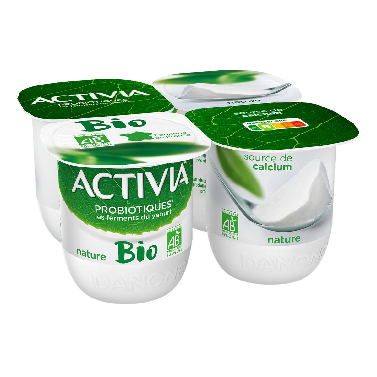 ACTIVIA Probiotiques Yaourt bio au bifidus nature 4x125g