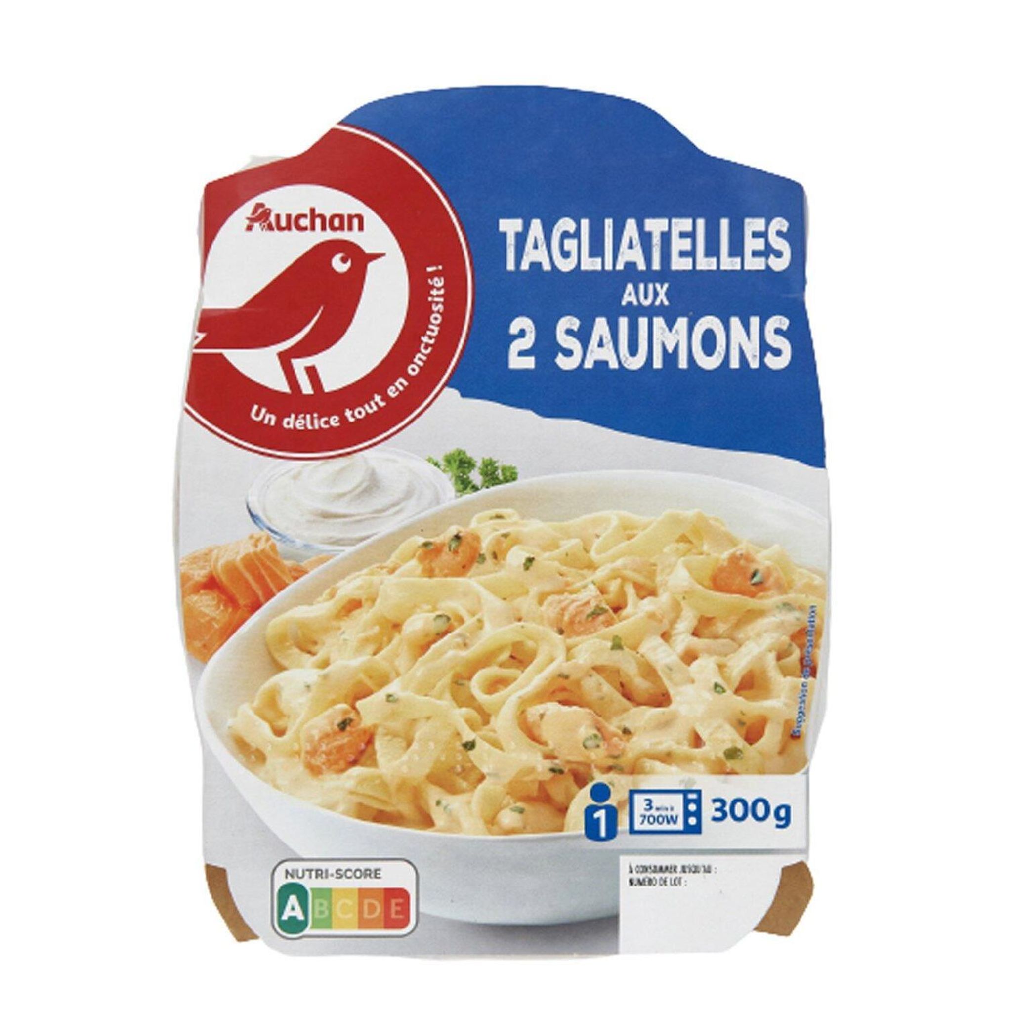 Voir la diapositive 3 : AUCHAN Tagliatelles aux 2 saumons 1 part 300g