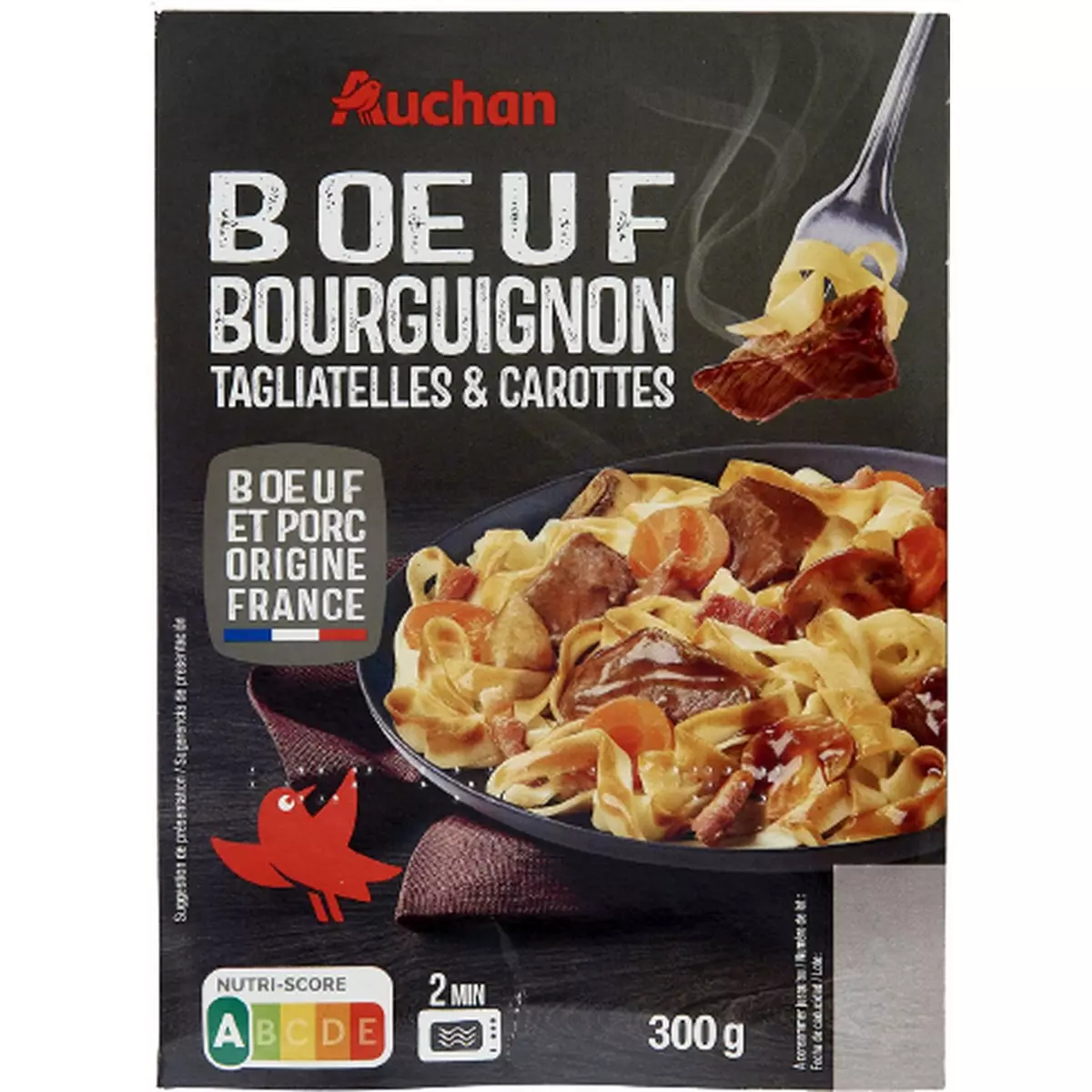 AUCHAN Boeuf bourguignon et ses pâtes 300g