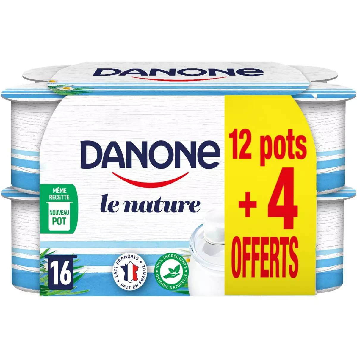 DANONE Yaourt nature 12+4 offerts 16x125g