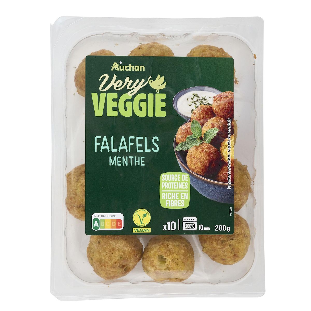 AUCHAN VERY VEGGIE Veggie falafels menthe 10 pièces 200g