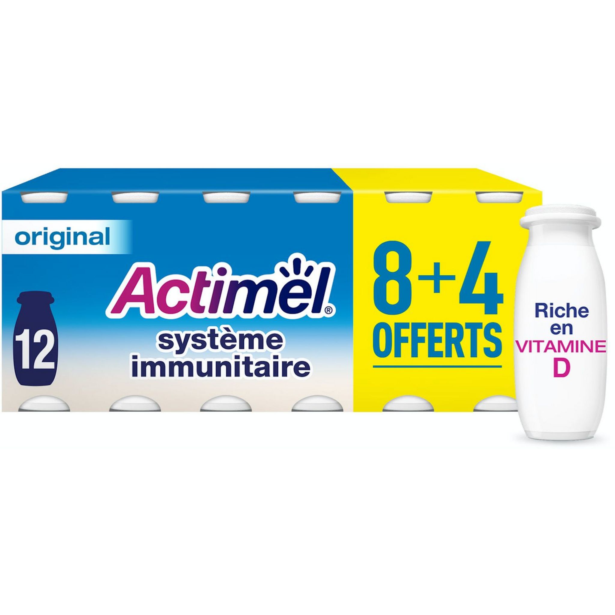 ACTIMEL Yaourt à boire nature et sucré 12x100g