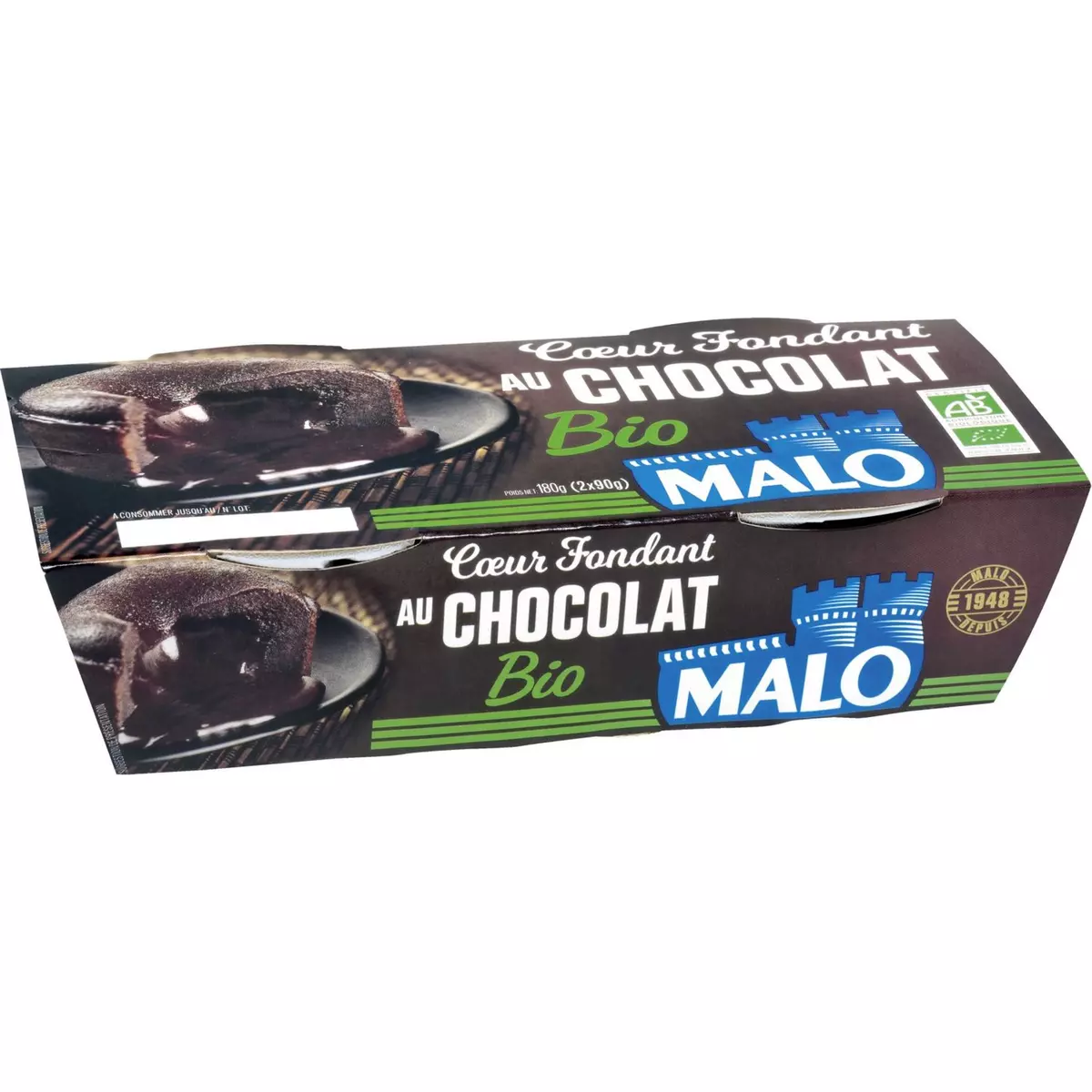 MALO Dessert fondant au chocolat bio 2x90g