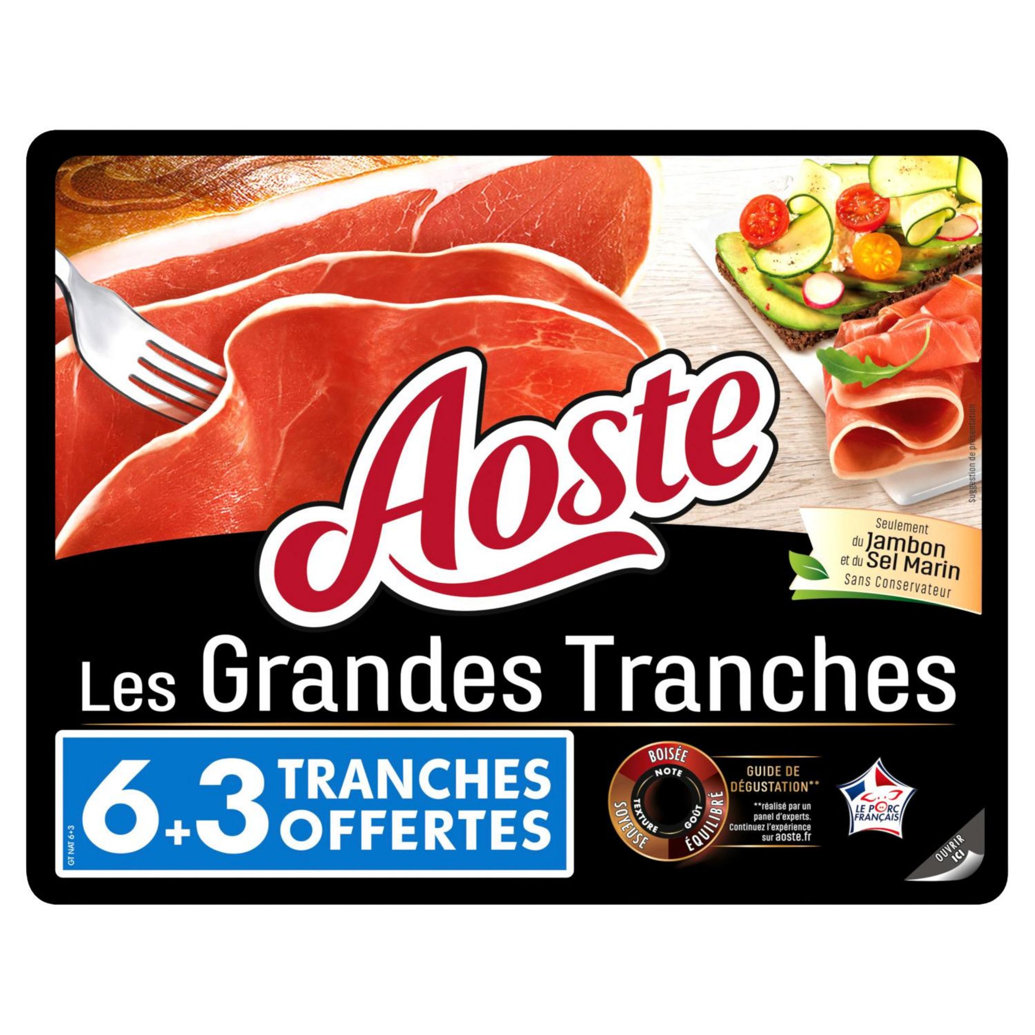 AOSTE Jambon cru nature 9 tranches 248g