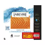 LABEYRIE Saumon fumée de Norvège réduit en sel 2x4 tranches 2x130g