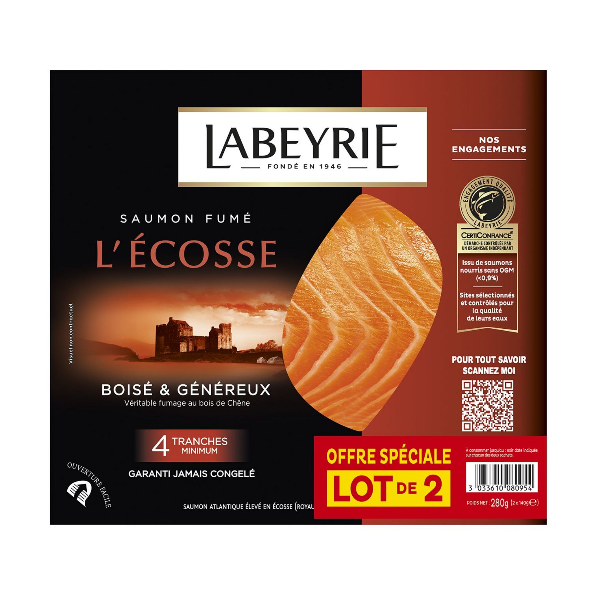 Voir la diapositive 2 : LABEYRIE Saumon fumée d'Ecosse 2x4 tranches 280g