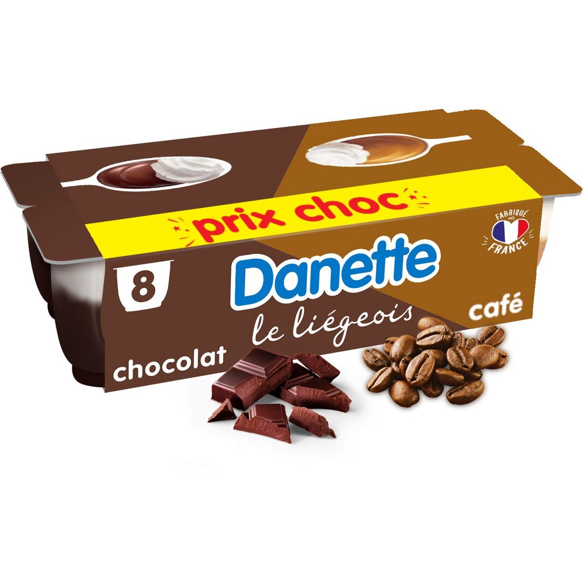 DANETTE Liégeois au chocolat et au café 8x100g