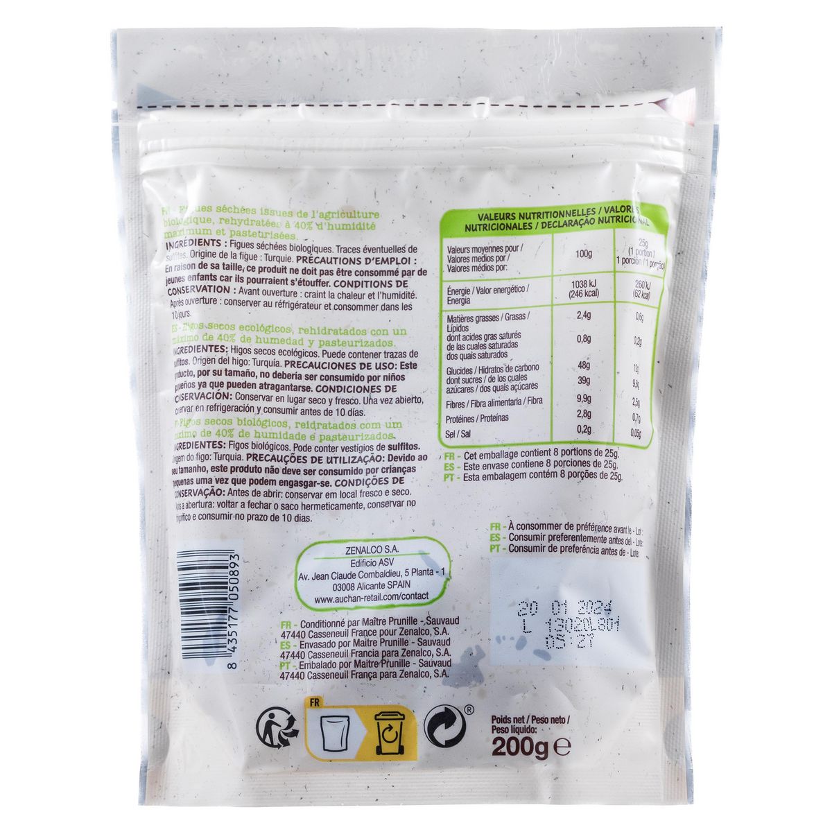 AUCHAN BIO Figues moelleuses 200g