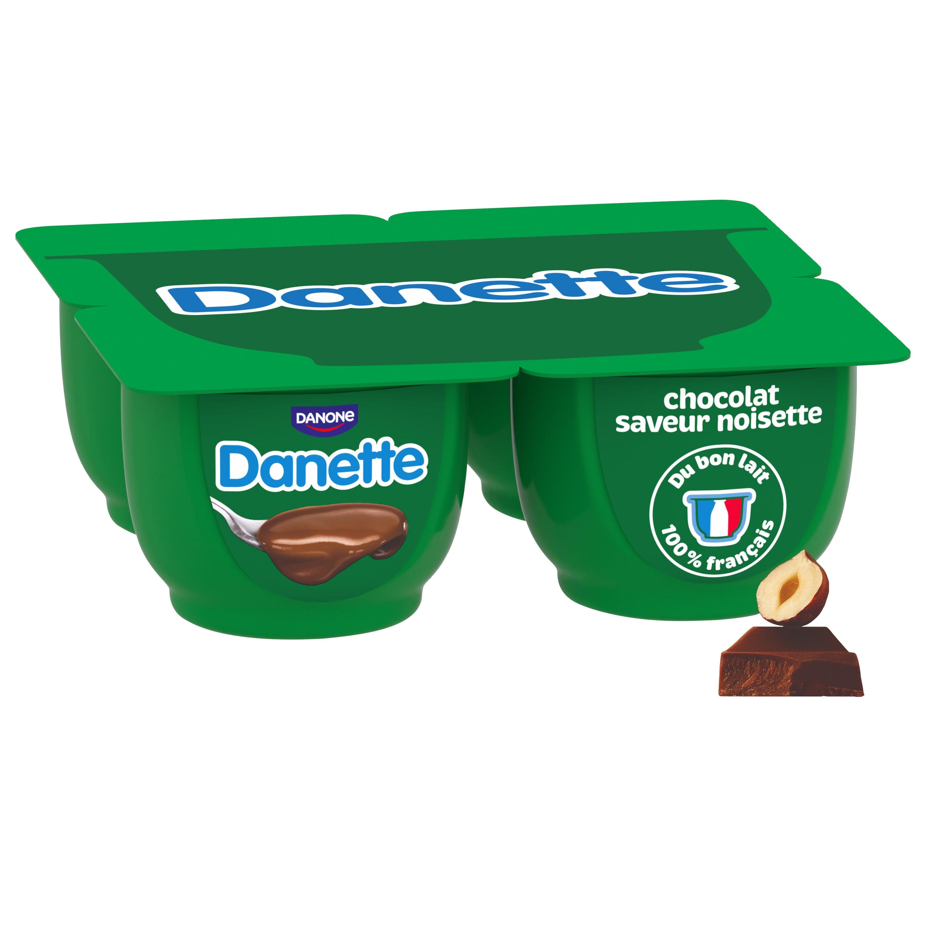 Voir la diapositive 2 : DANETTE Crème dessert chocolat saveur noisette 4x125g
