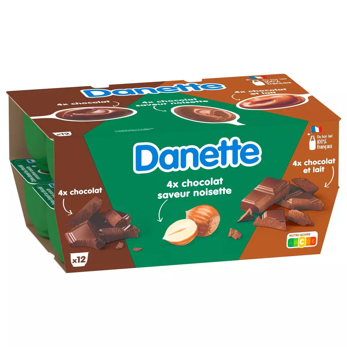 DANETTE Crème dessert aux 3 chocolats 12x125g