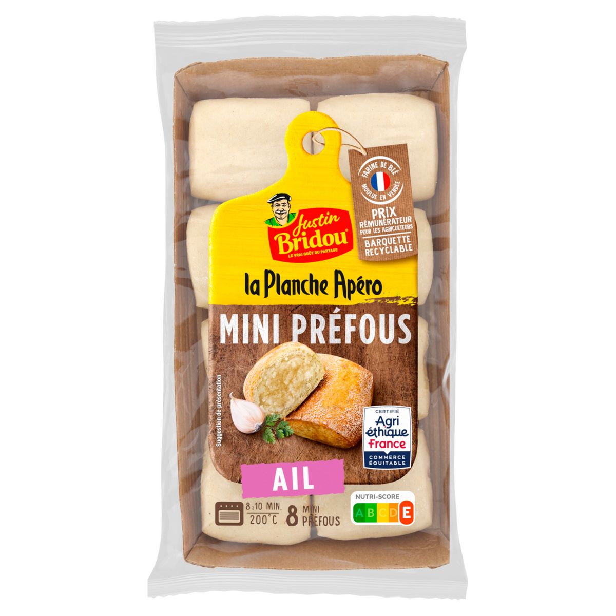 JUSTIN BRIDOU Mini Préfous à l'ail 8 pièces 136g