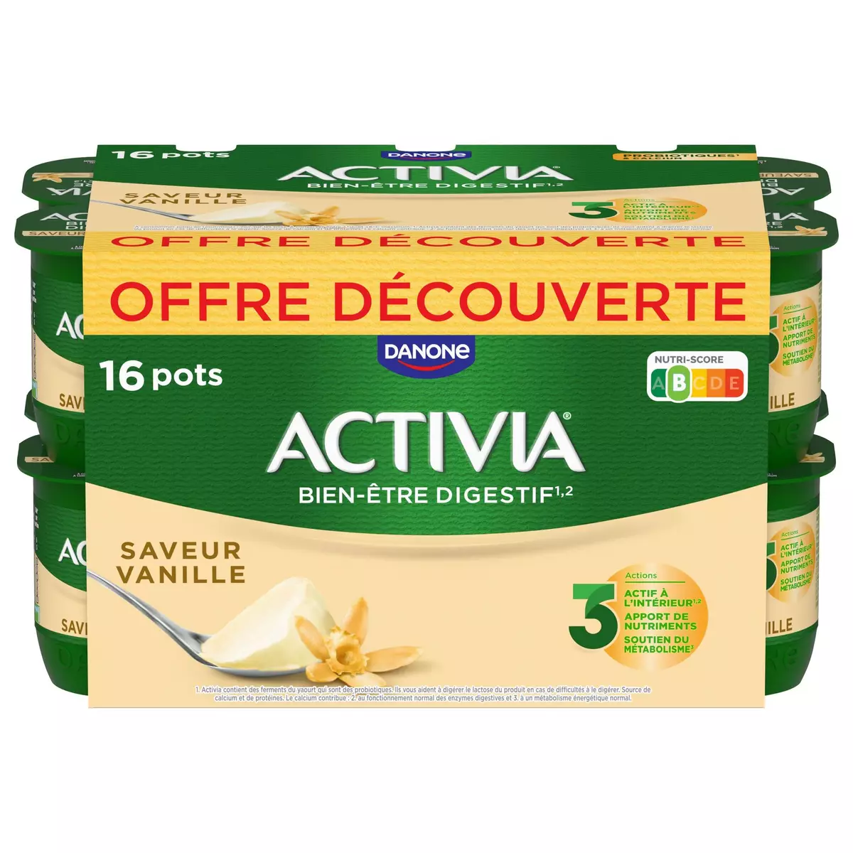 ACTIVIA Probiotiques - Yaourt au bifidus saveur vanille 16x125g