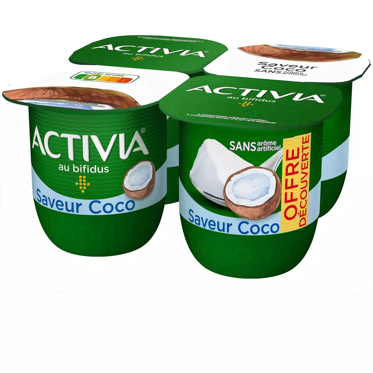 ACTIVIA Probiotiques Yaourt saveur coco 4x125g