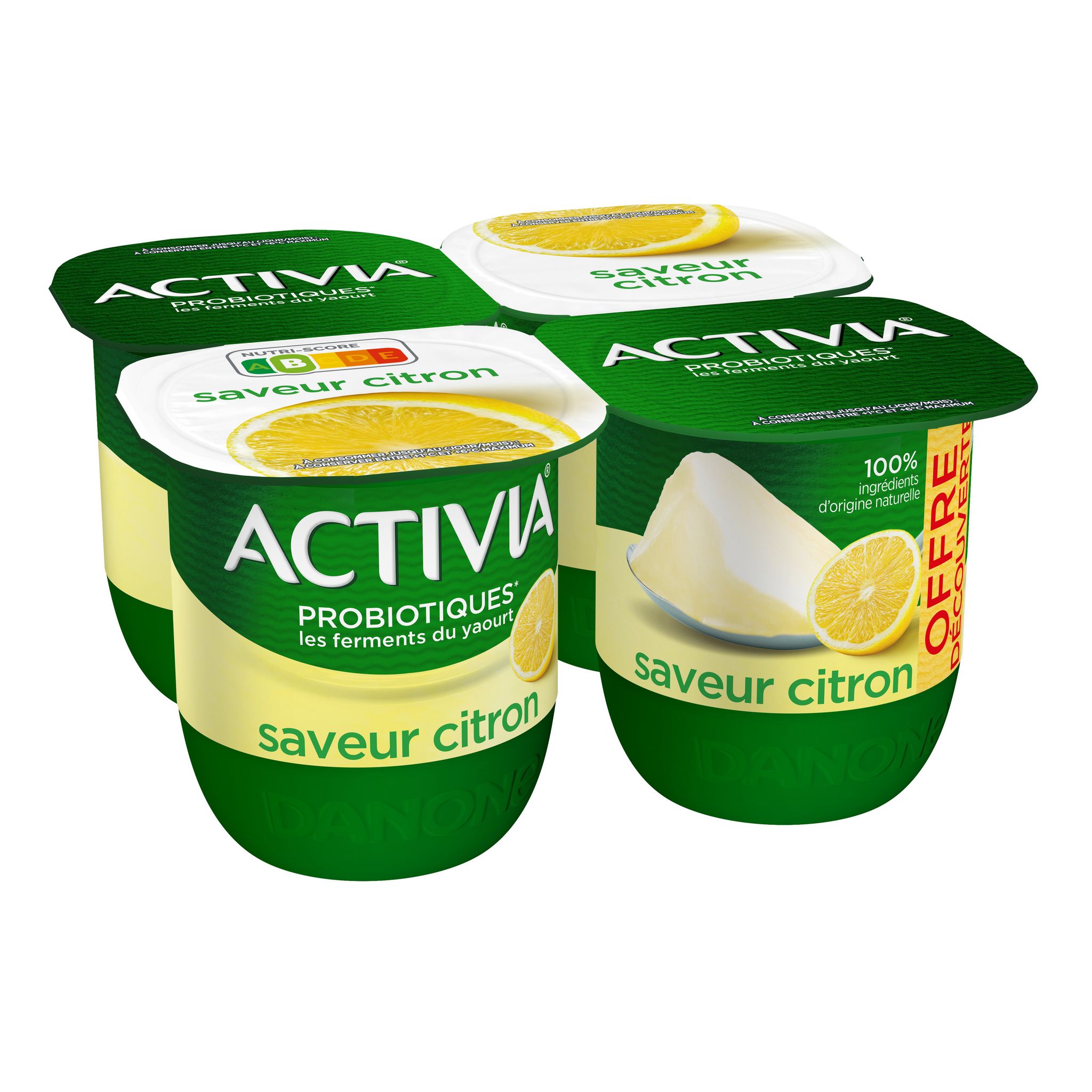 Voir la diapositive 2 : ACTIVIA Probiotiques - Yaourt au bifidus saveur citron 4x125g