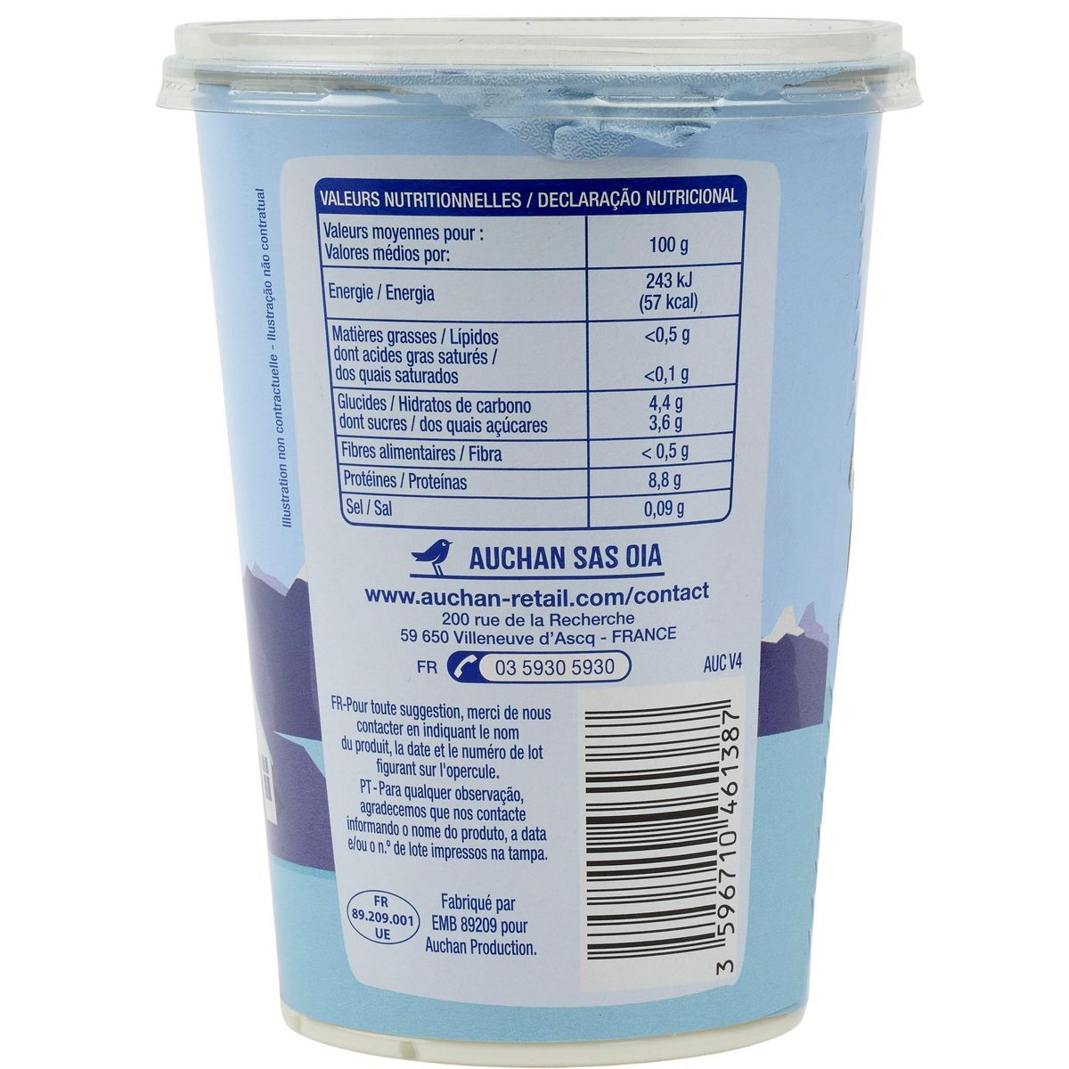 AUCHAN Skyr nature 0% MG 450g
