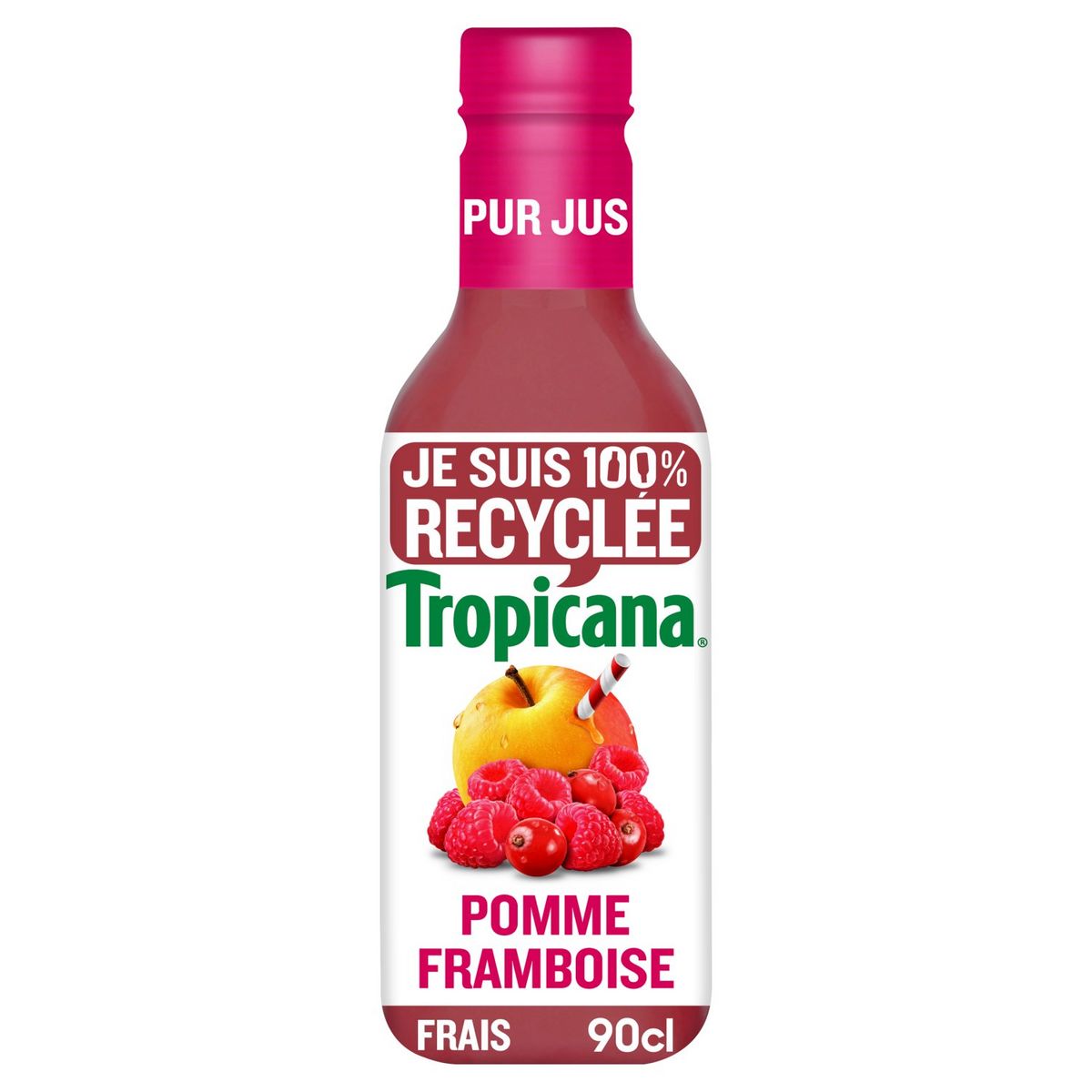 TROPICANA Pur jus frais de pommes et framboises 90cl