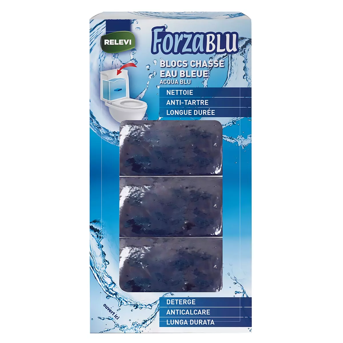 RELEVI Forzablu Blocs chasse eau bleue 4 pièces