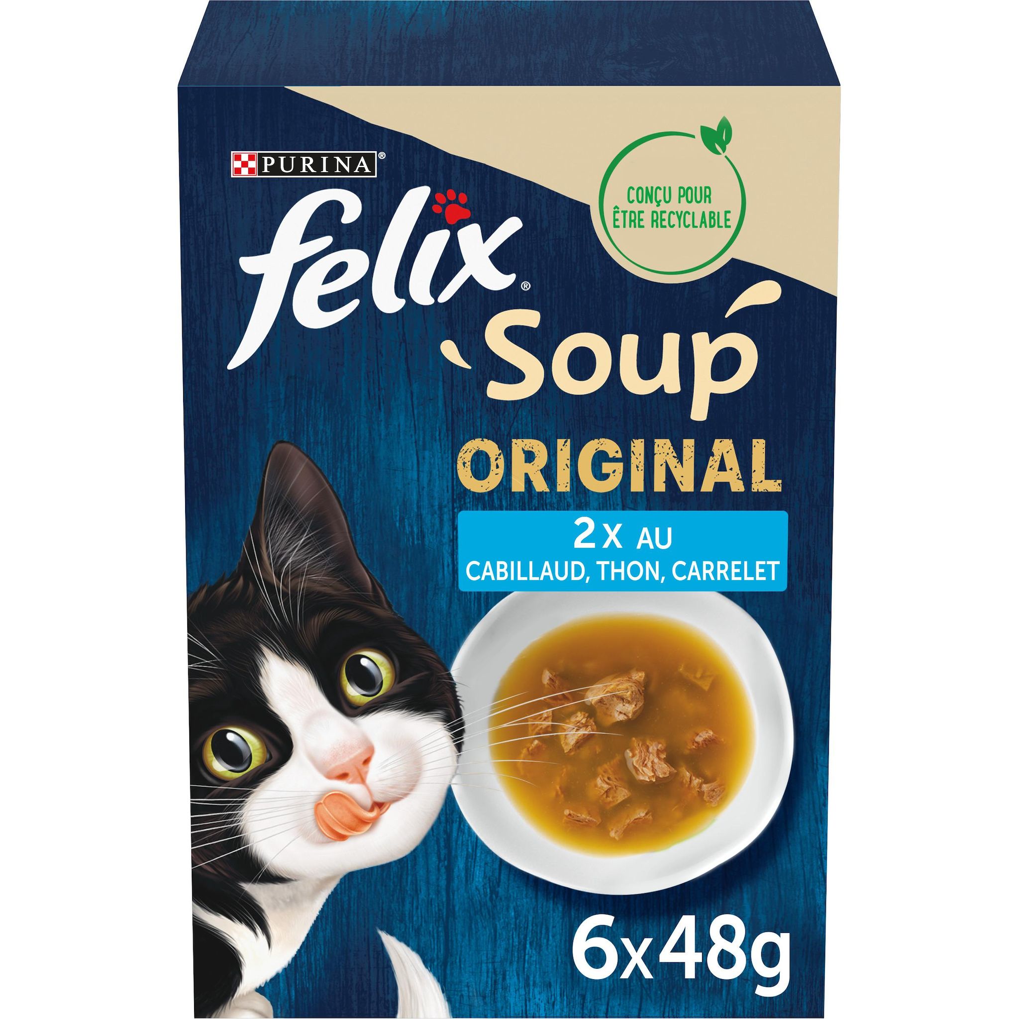 Voir la diapositive 2 : FELIX Soup Sachets repas aux poissons pour chat 6 sachets 6x48g