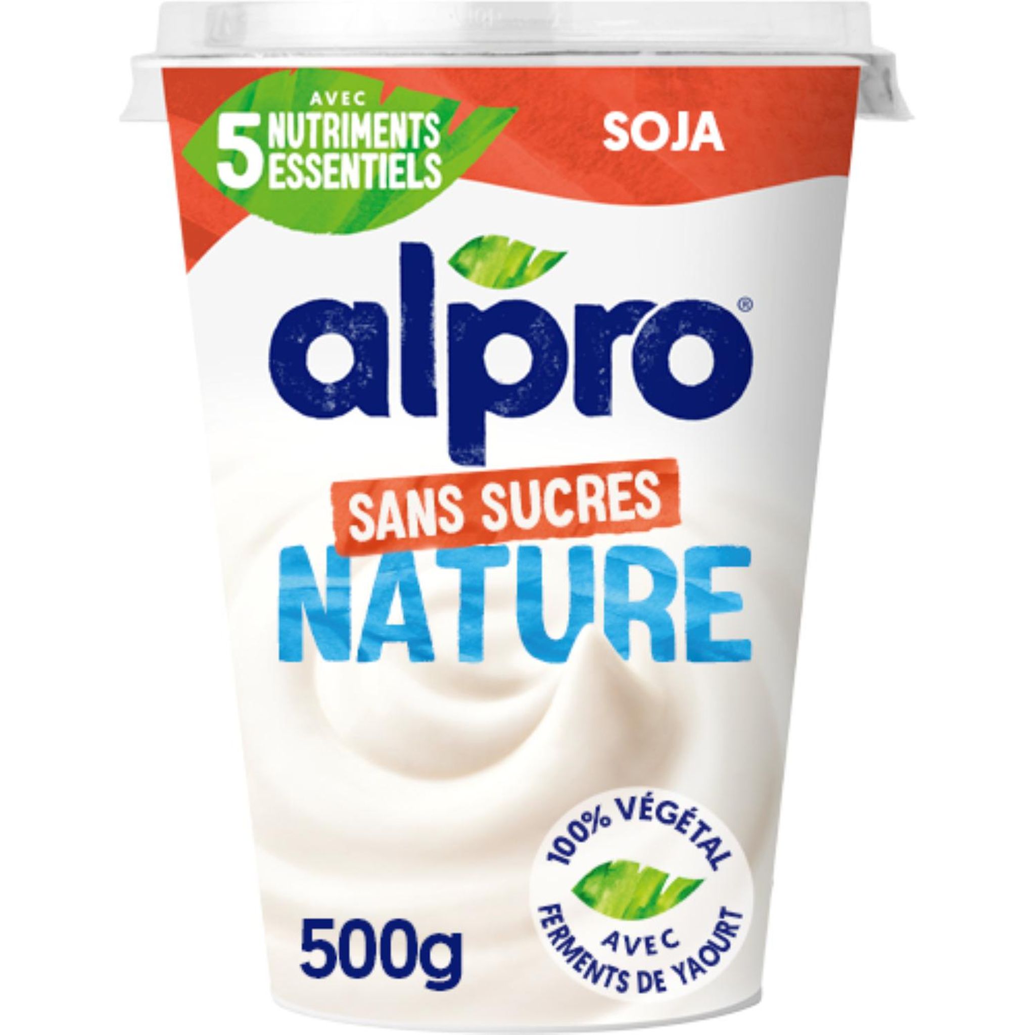 Voir la diapositive 2 : ALPRO Dessert végétal au soja nature sans sucres 500g