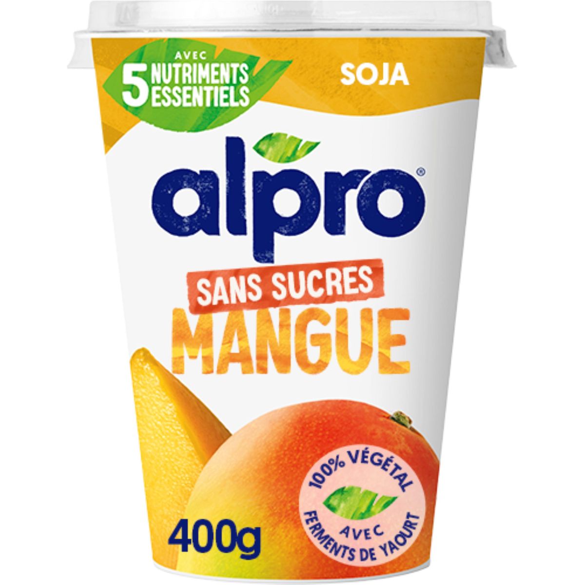 ALPRO Dessert végétal au soja à la mangue sans sucres ajoutés 400g