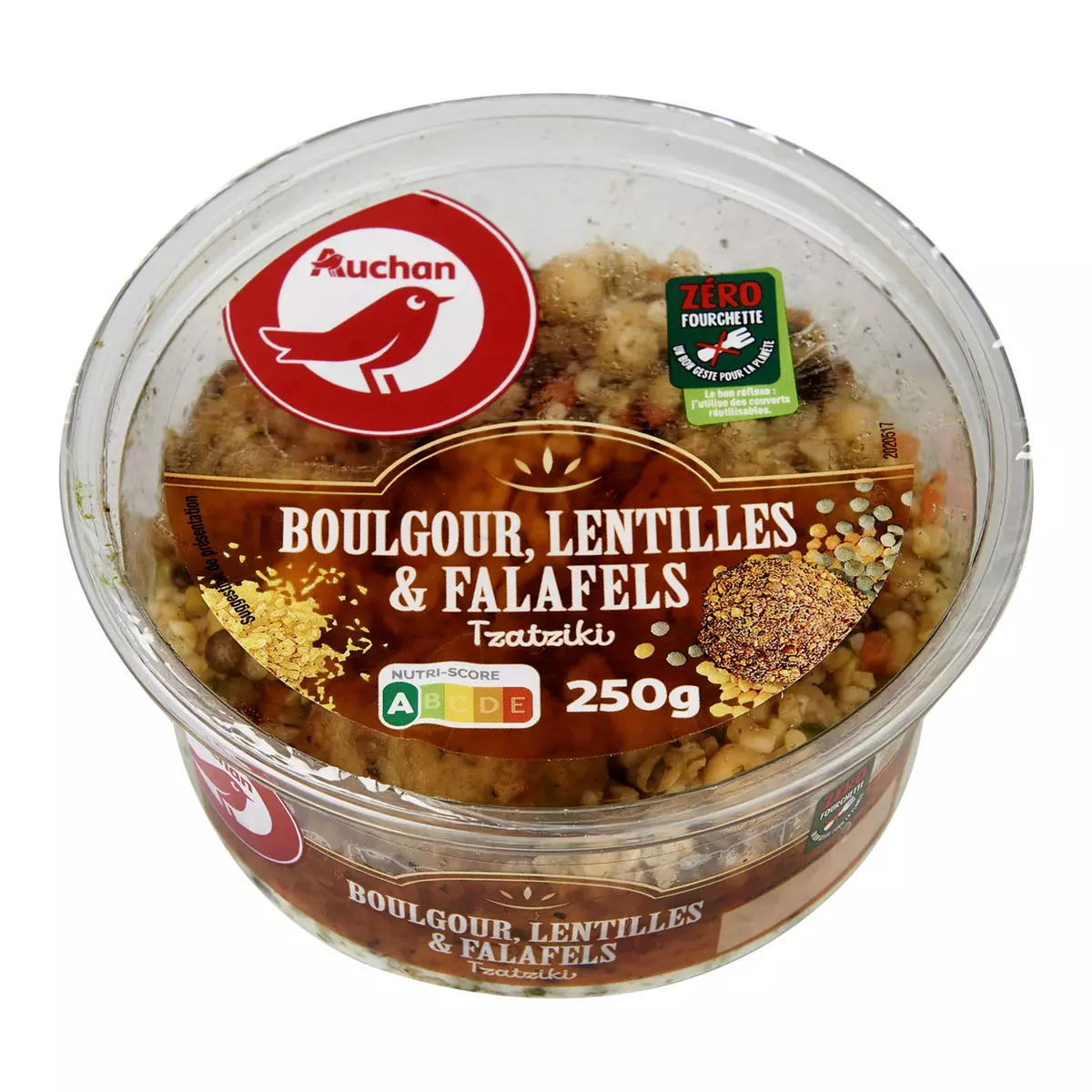 AUCHAN Salade boulgour lentilles et falafel 250g