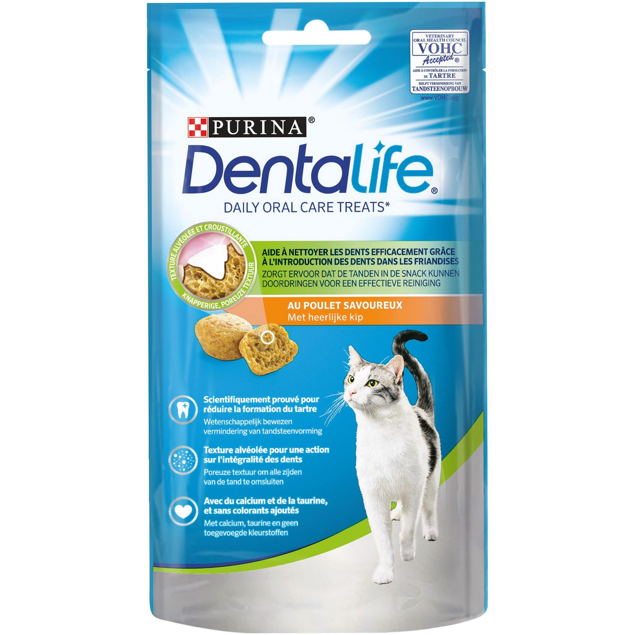 Voir la diapositive 2 : PURINA Dentalife friandises anti-tartre au poulet pour chat 40g