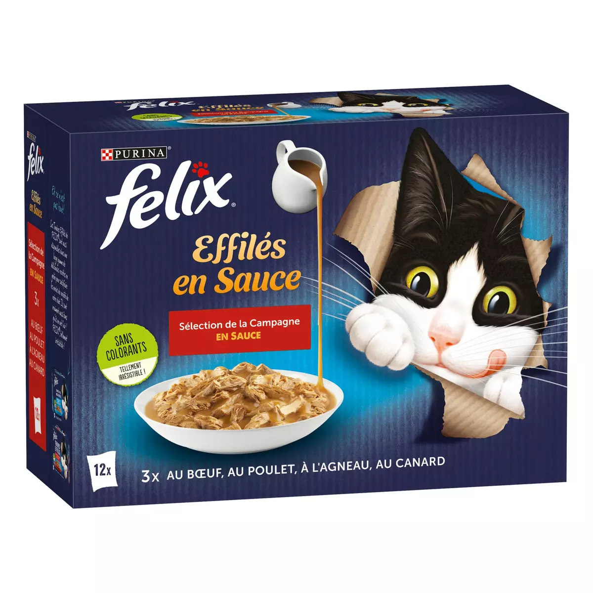 FELIX Effilés en sauce sélection campagne viandes pour chat 12x85g