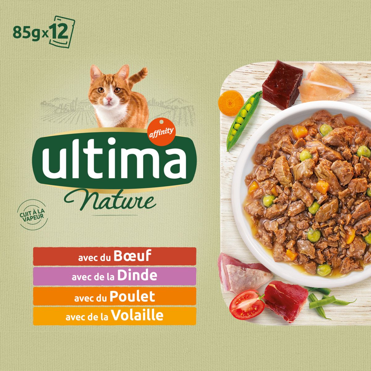 ULTIMA Nature Pâtée chat viande et légumes sachets fraîcheur 12x85g