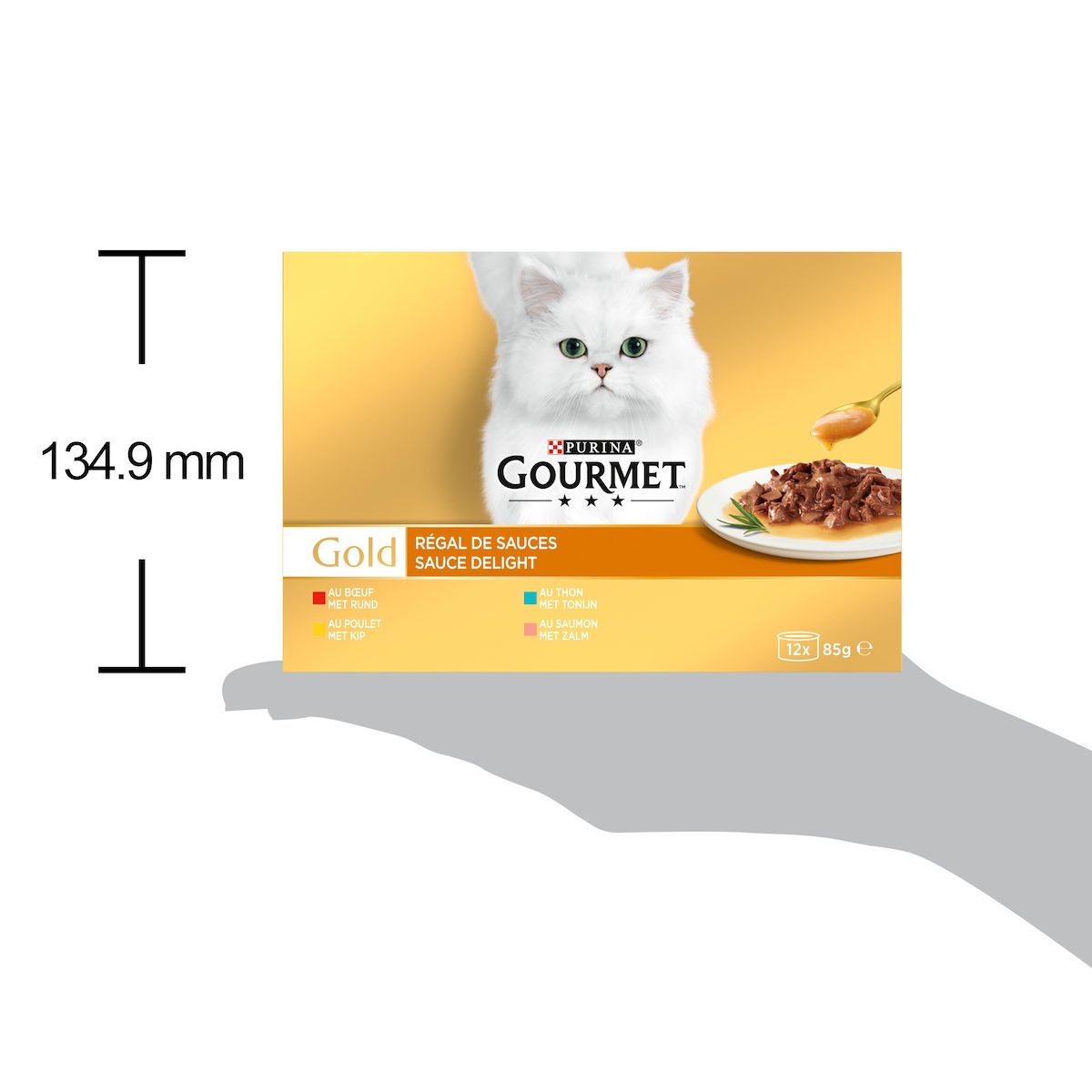 GOURMET Gold Régal de sauces boîtes de pâtée viandes poissons pour chat 12 boîtes 12x85g