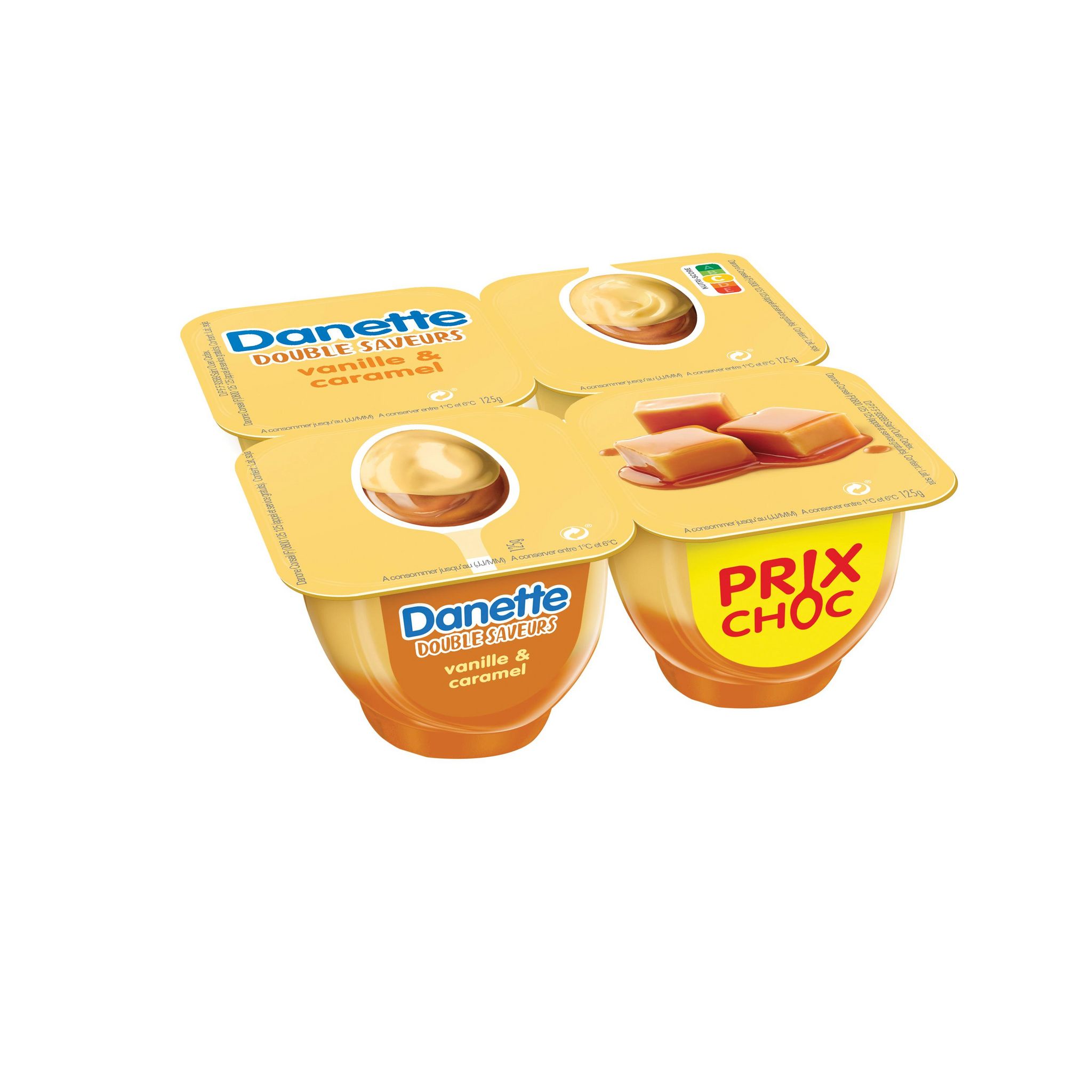 Voir la diapositive 2 : DANETTE Crème dessert vanille sur lit de caramel 4x125g