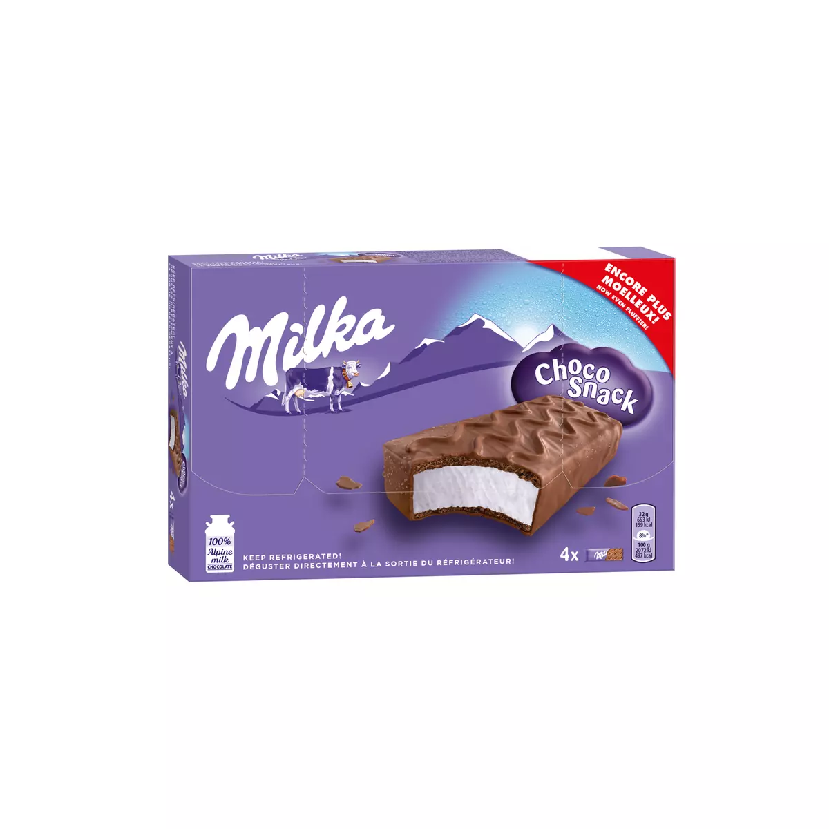 MILKA Choco snack dessert lacté au chocolat 4x32g