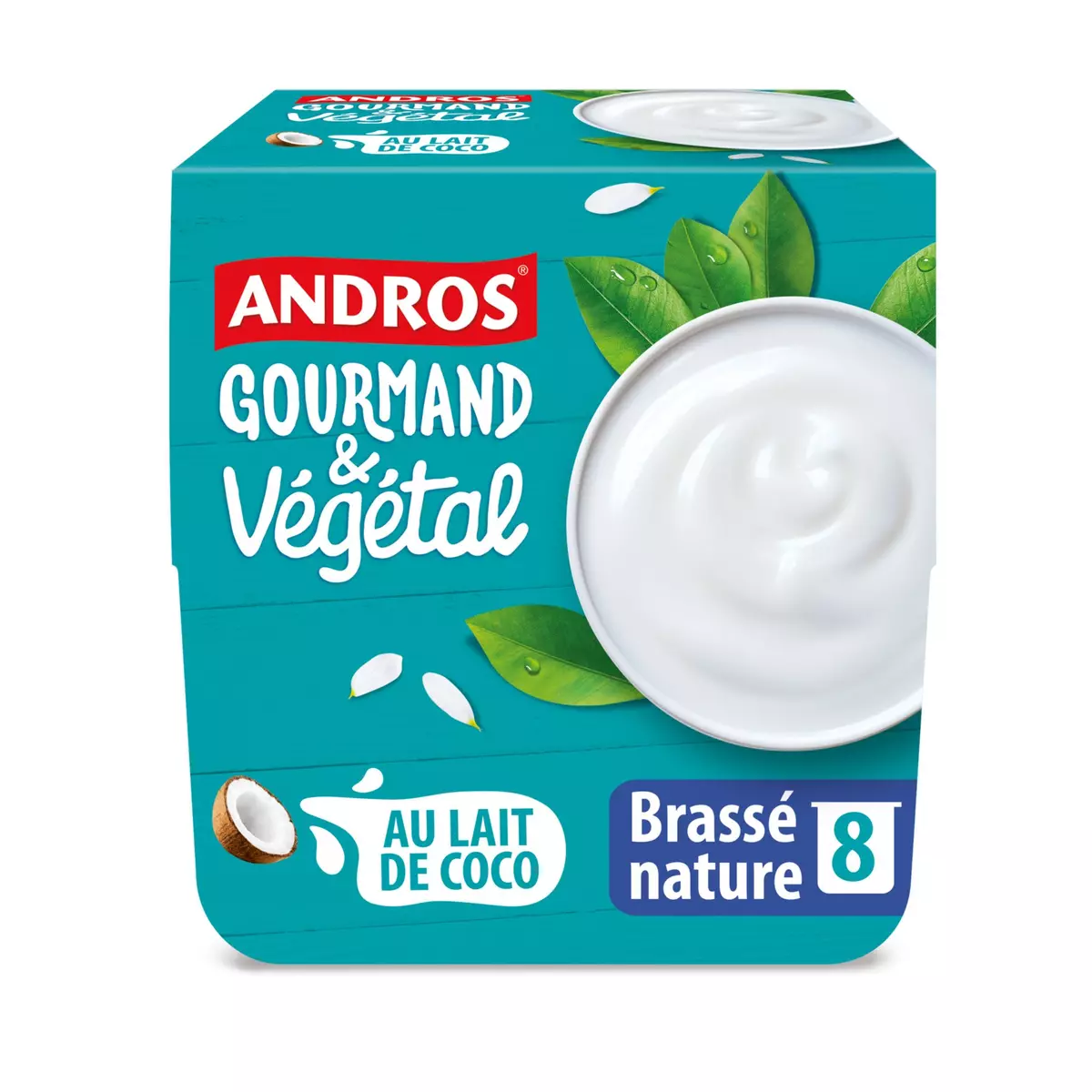ANDROS Gourmand & Végétal Dessert brassé au lait de coco nature 8x100g