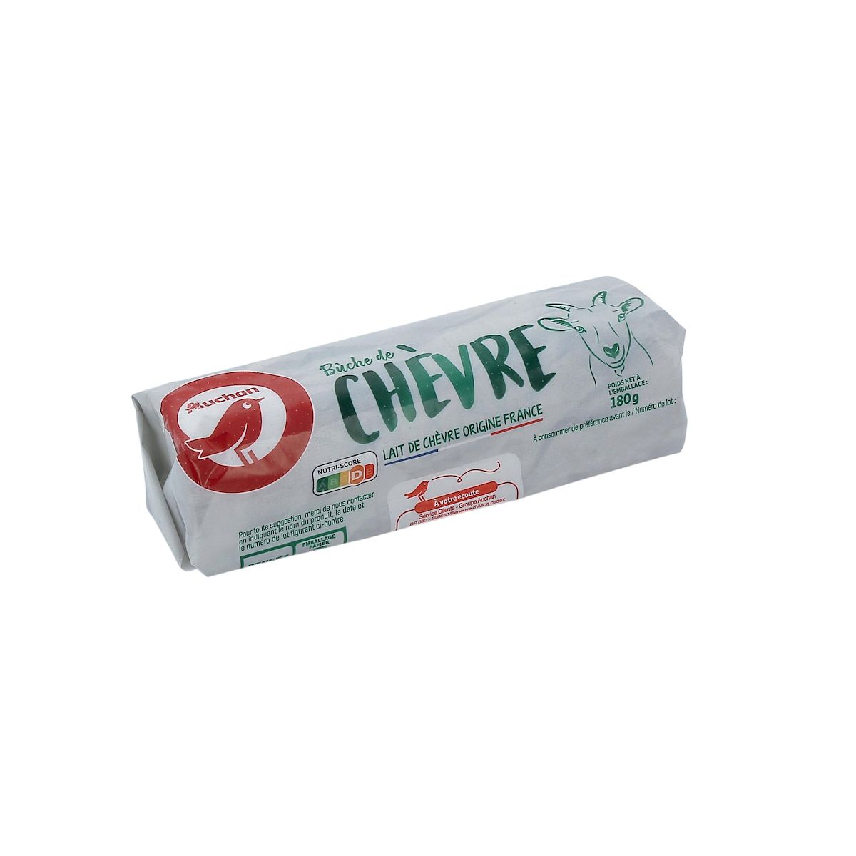 AUCHAN Bûche de chèvre fondante 180g