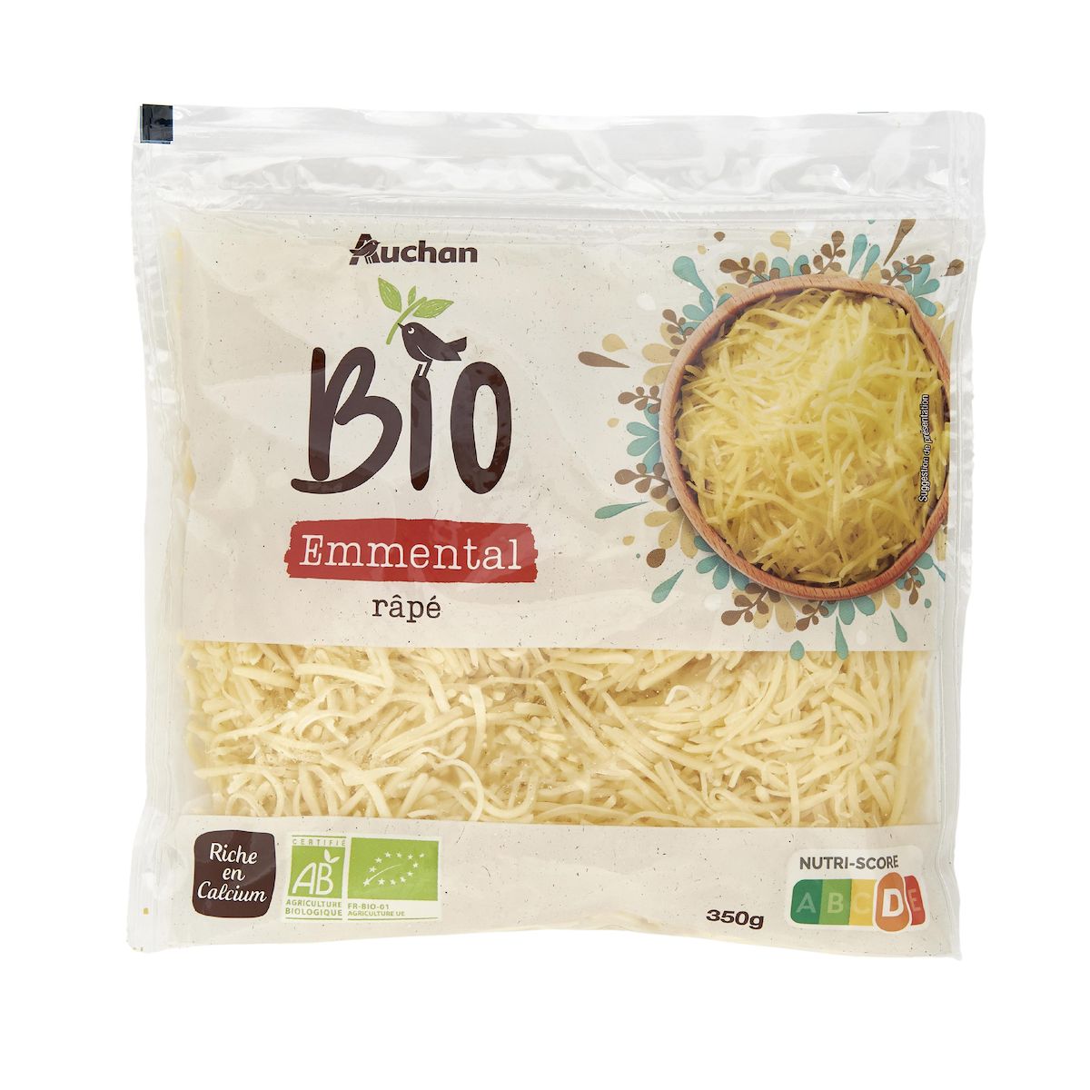 AUCHAN BIO Emmental rapé 350g