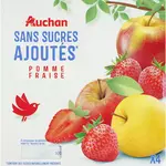 AUCHAN Spécialité pomme fraise sans sucres ajoutés 4x100g