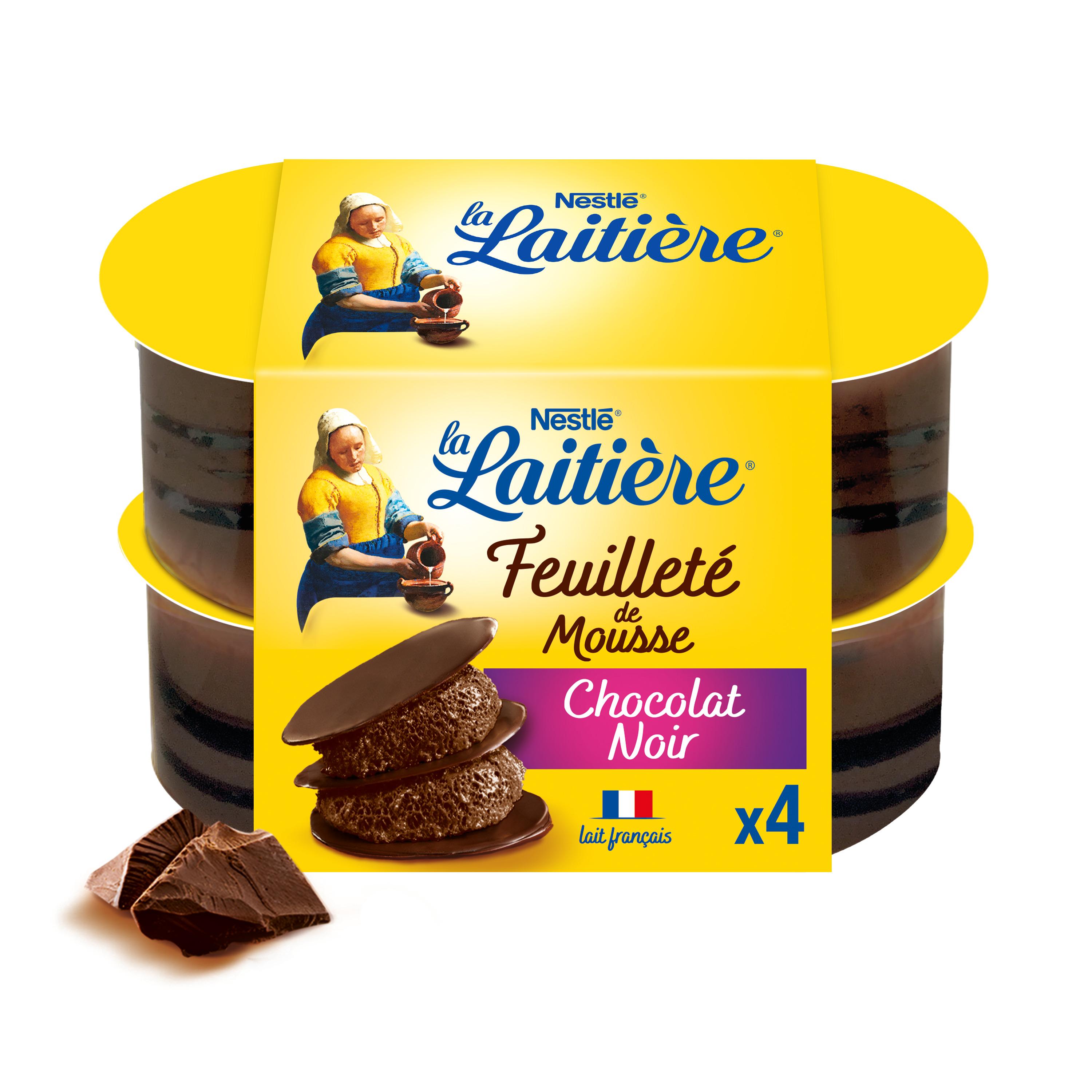 Voir la diapositive 2 : LA LAITIERE Feuilleté de mousse au chocolat noir 4x57g
