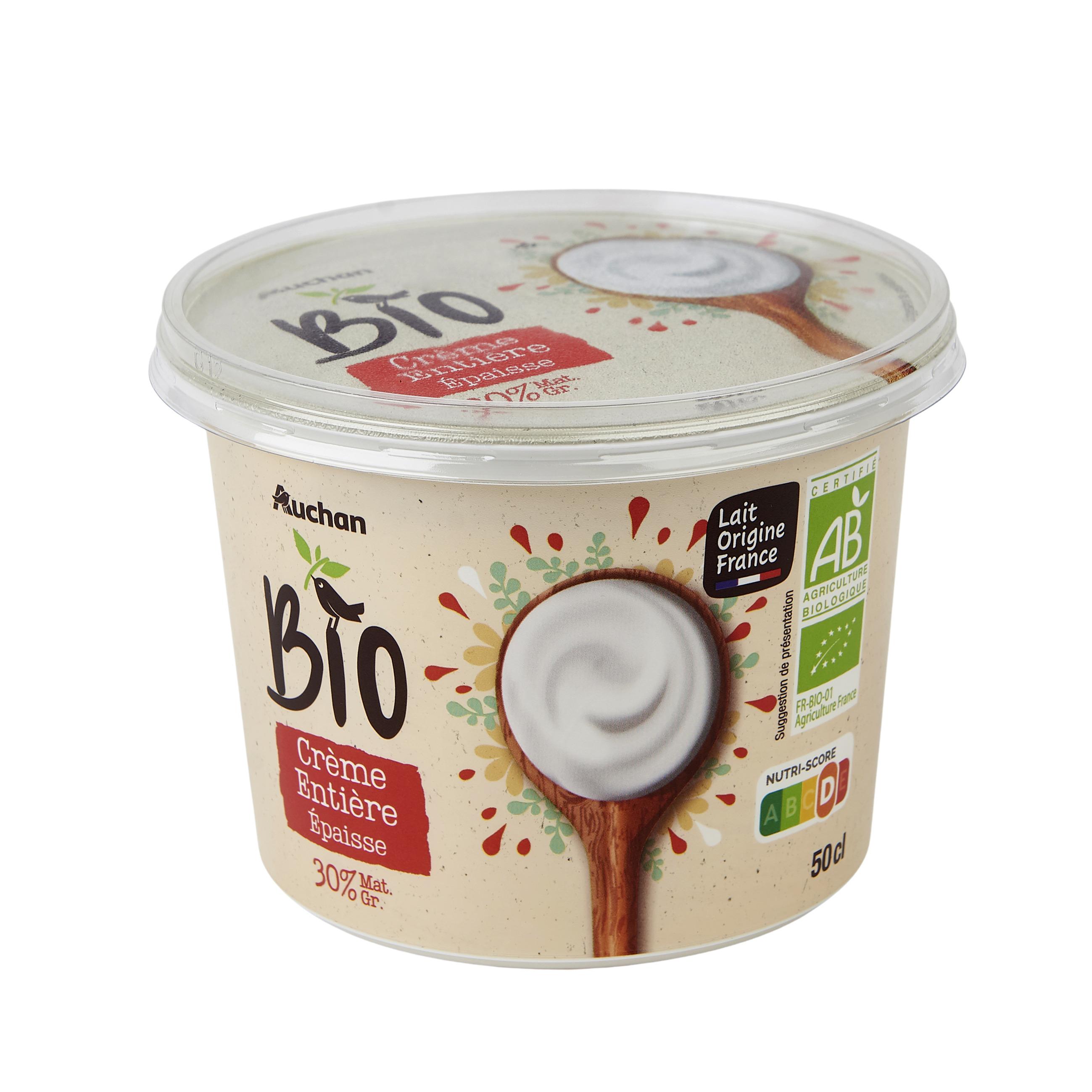 Voir la diapositive 2 : AUCHAN BIO Crème fraîche épaisse entière 30 % 50cl