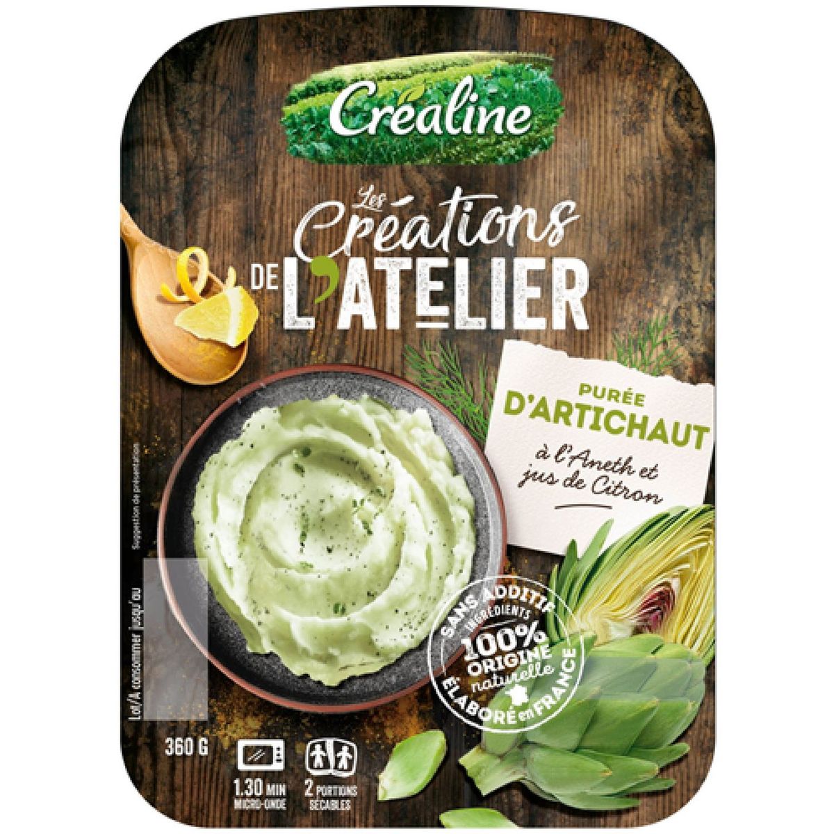 CREALINE Purée d'artichaut à l'aneth et jus de citron 360g