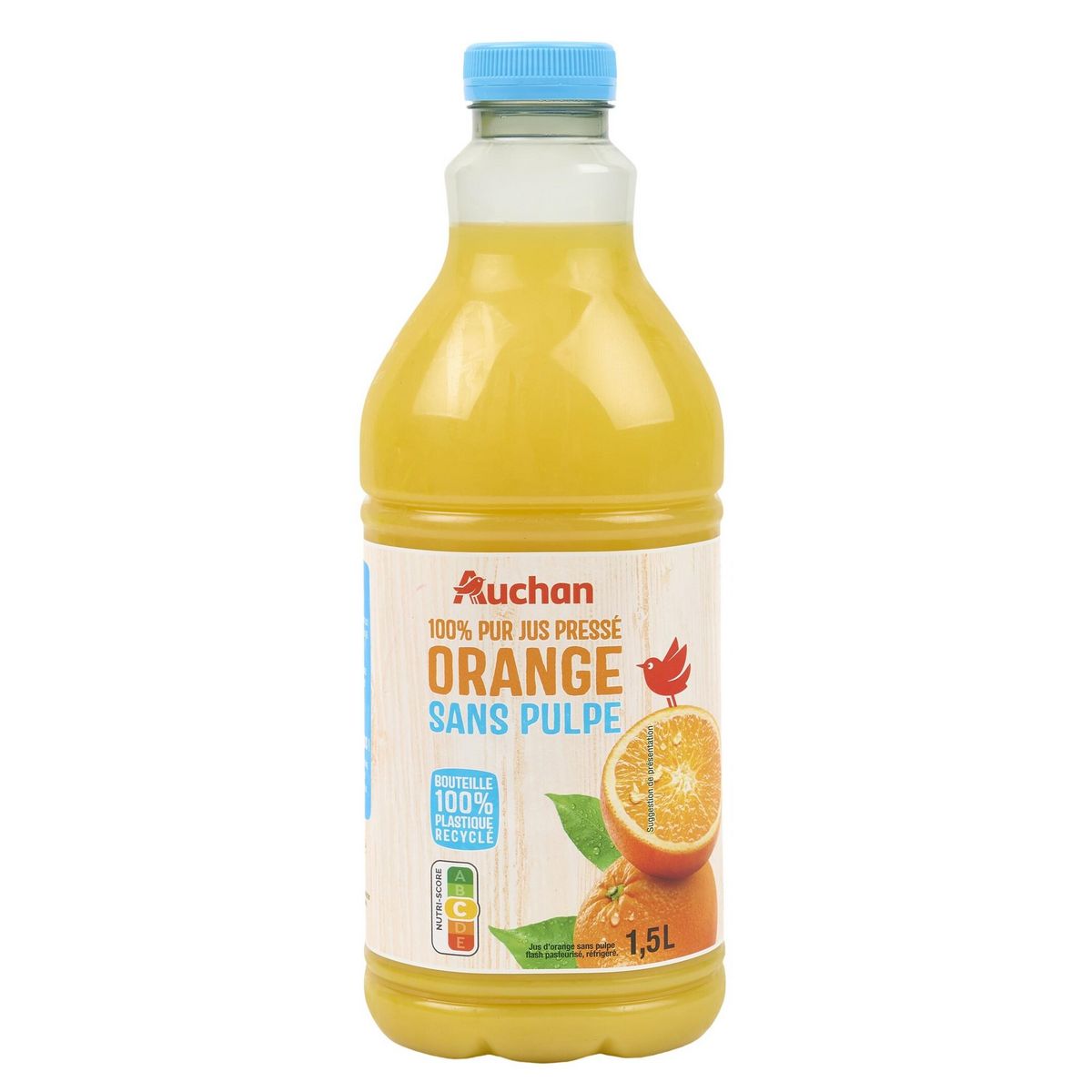 AUCHAN Pur jus d'orange sans pulpe 1,5L
