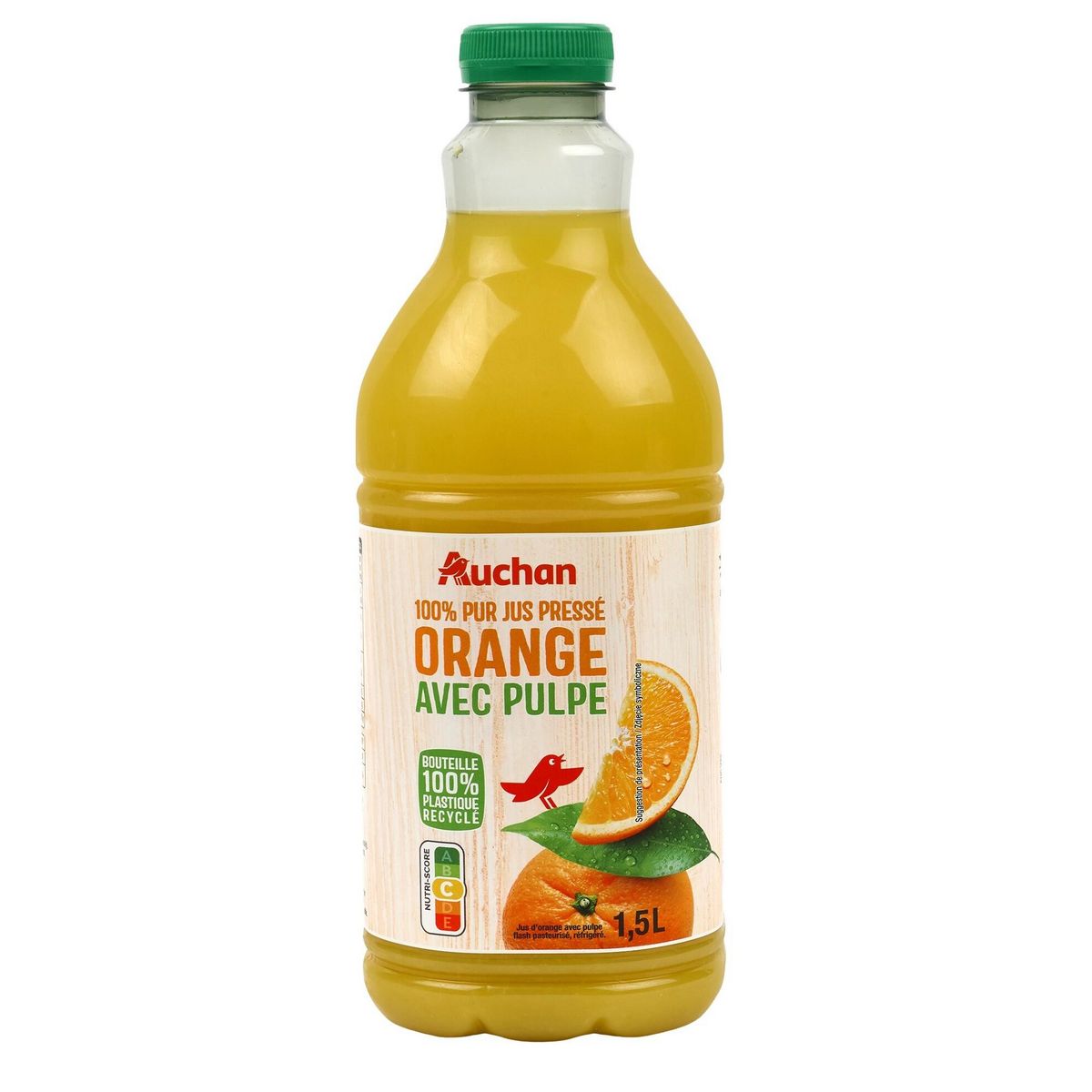 AUCHAN Pur jus d'orange avec pulpe 1,5L