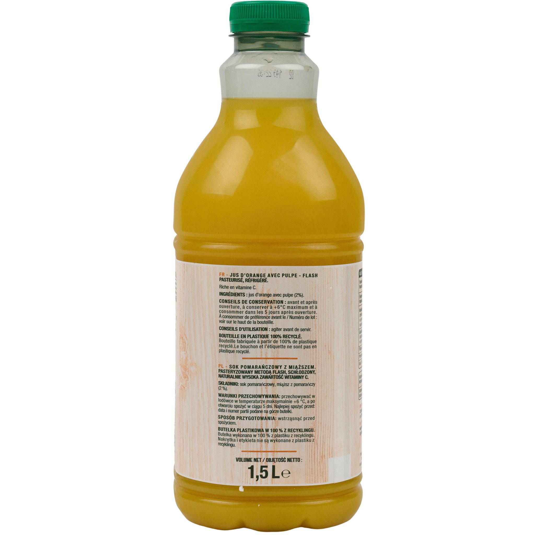 Voir la diapositive 6 : AUCHAN Pur jus d'orange avec pulpe 1,5L
