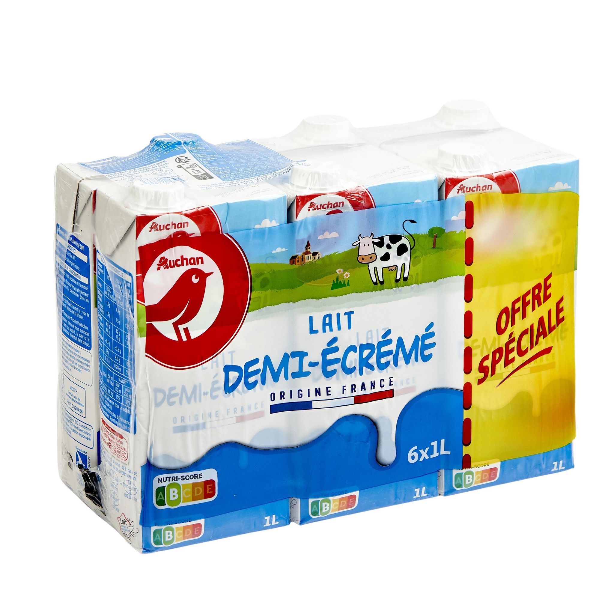 Voir la diapositive 2 : AUCHAN Lait demi-écrémé 6x1L