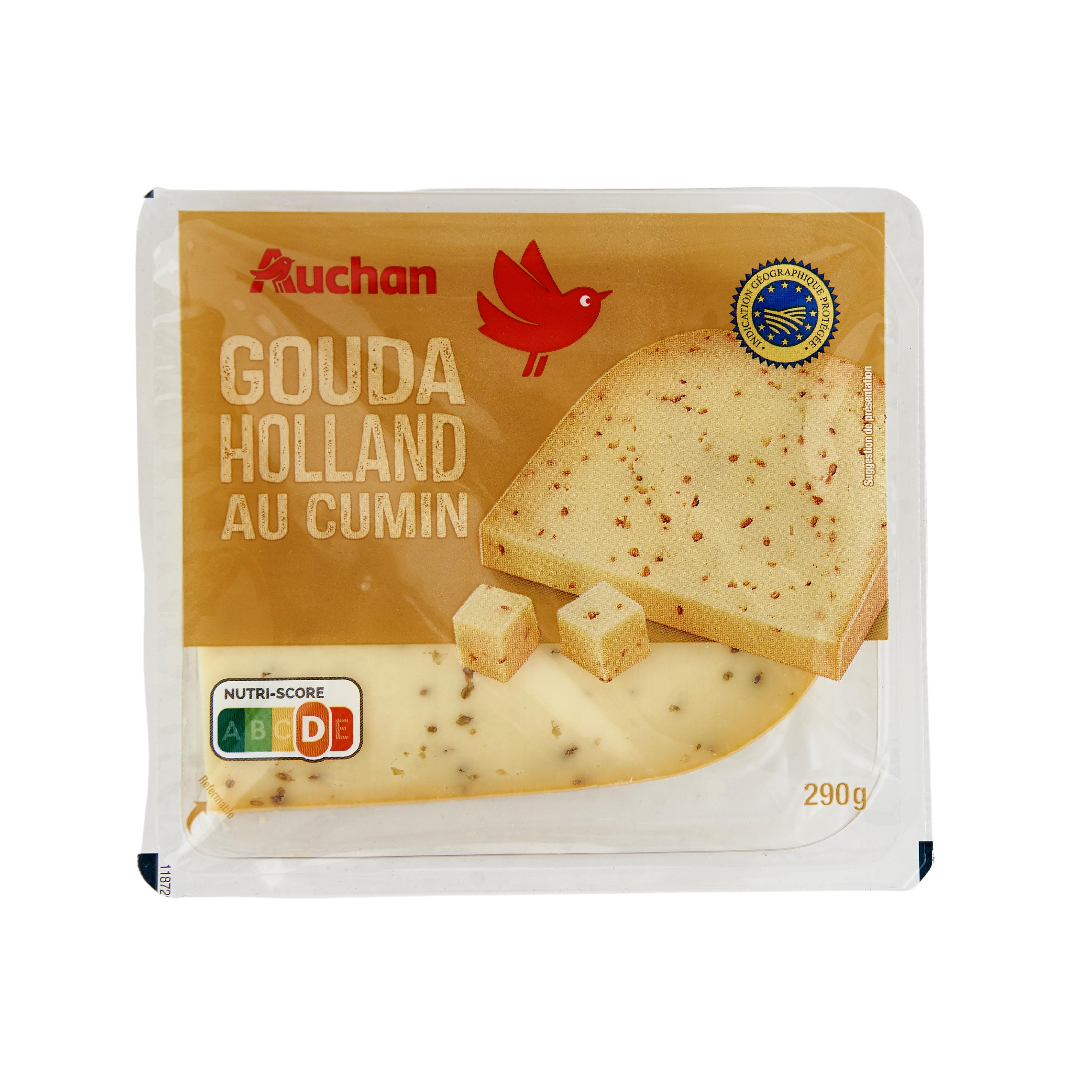 Voir la diapositive 2 : AUCHAN Gouda en bloc au cumin IGP 290g