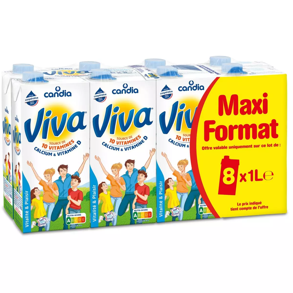CANDIA Viva Lait nature UHT vitamines 8x1l