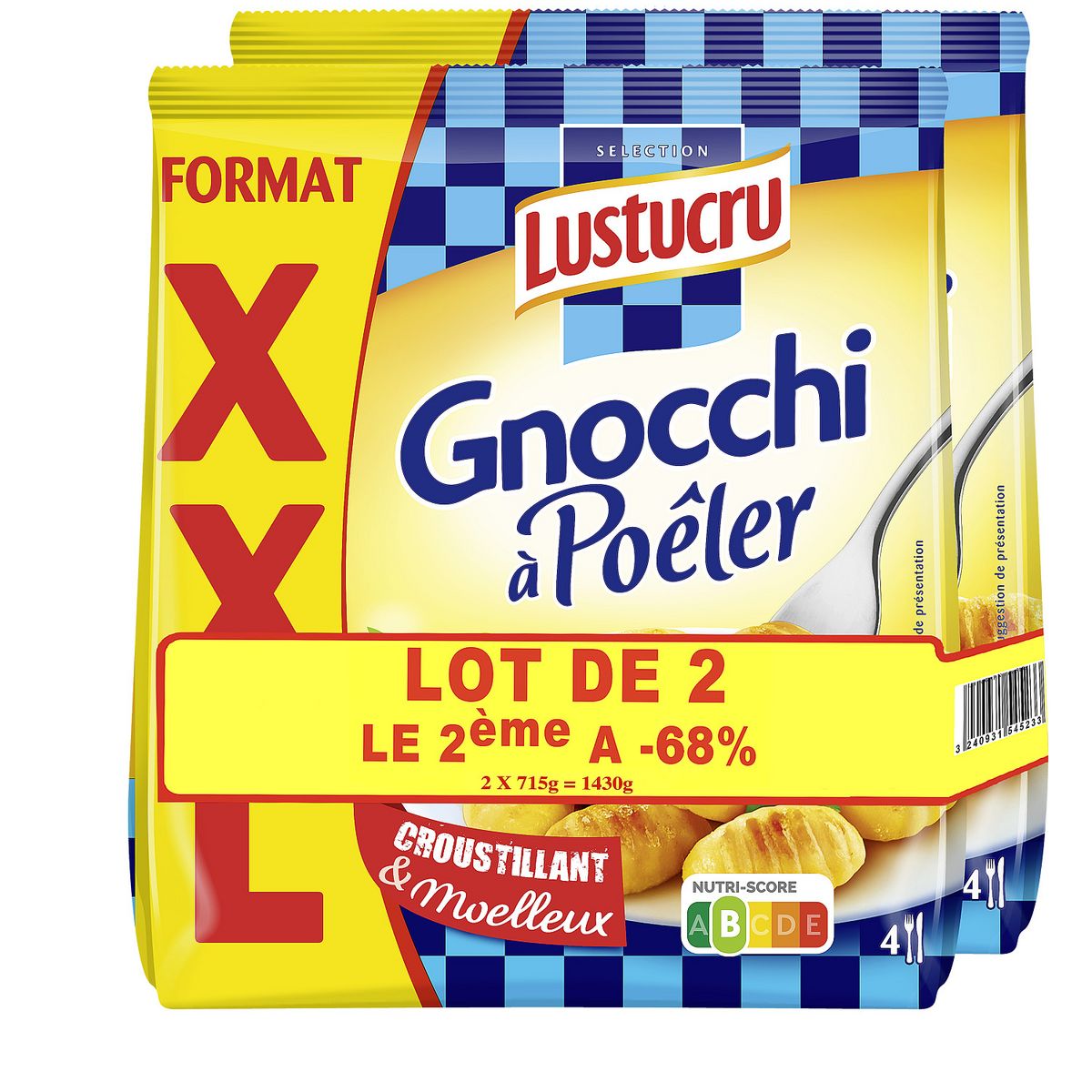LUSTUCRU Gnocchi à poêler 2x715g